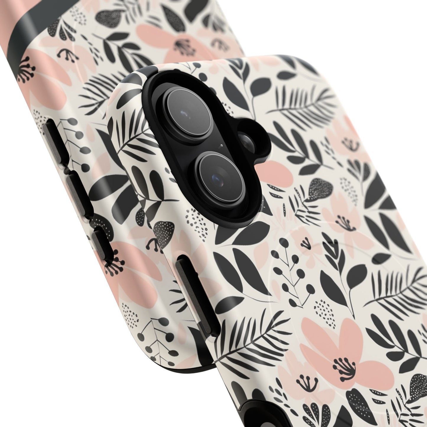 Personalized Floral Blush Garden Whisper Tough Magnetic MagSafe® iPhone® 13, 14, 15, 16, 17, Pro, Pro Max, Plus Cases (Custom Name).
