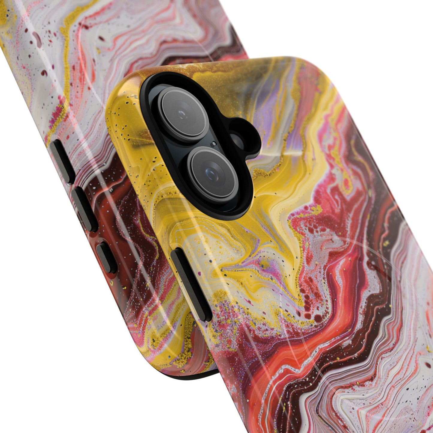 Colorful Red Marble iPhone Case, Tough Magnetic Cases, Stylish iPhone Protection, Unique Gift for iPhone Lovers, iPhone Accessories