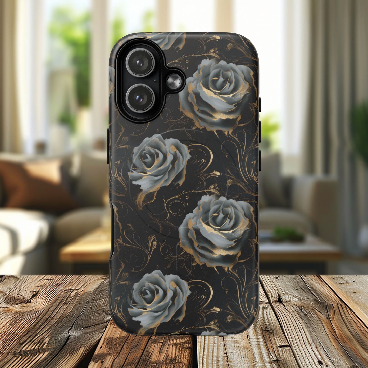 Midnight Bloom Tough iPhone Magnetic Cases,  iPhone 14, iPhone 15, iPhone 16, Pro, Pro Max, Plus MagSafe Case, Protective Tech Accessories, Gift for Her, Floral Design
