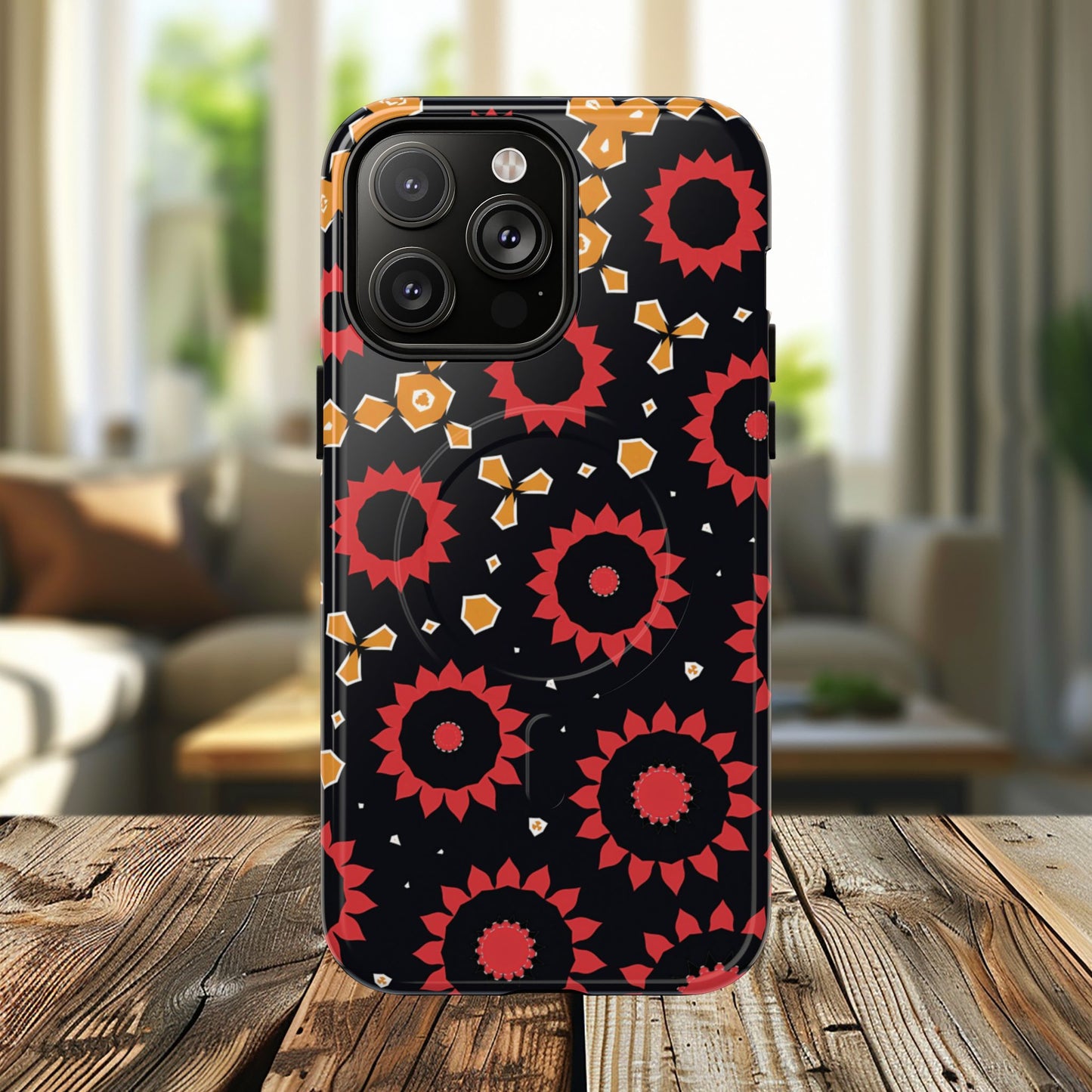 Midnight Ember Bloom Tough Magnetic iPhone Case, Bohemian Floral Design, Stylish iPhone Protection, Gift for Her, Trendy iPhone Accessories