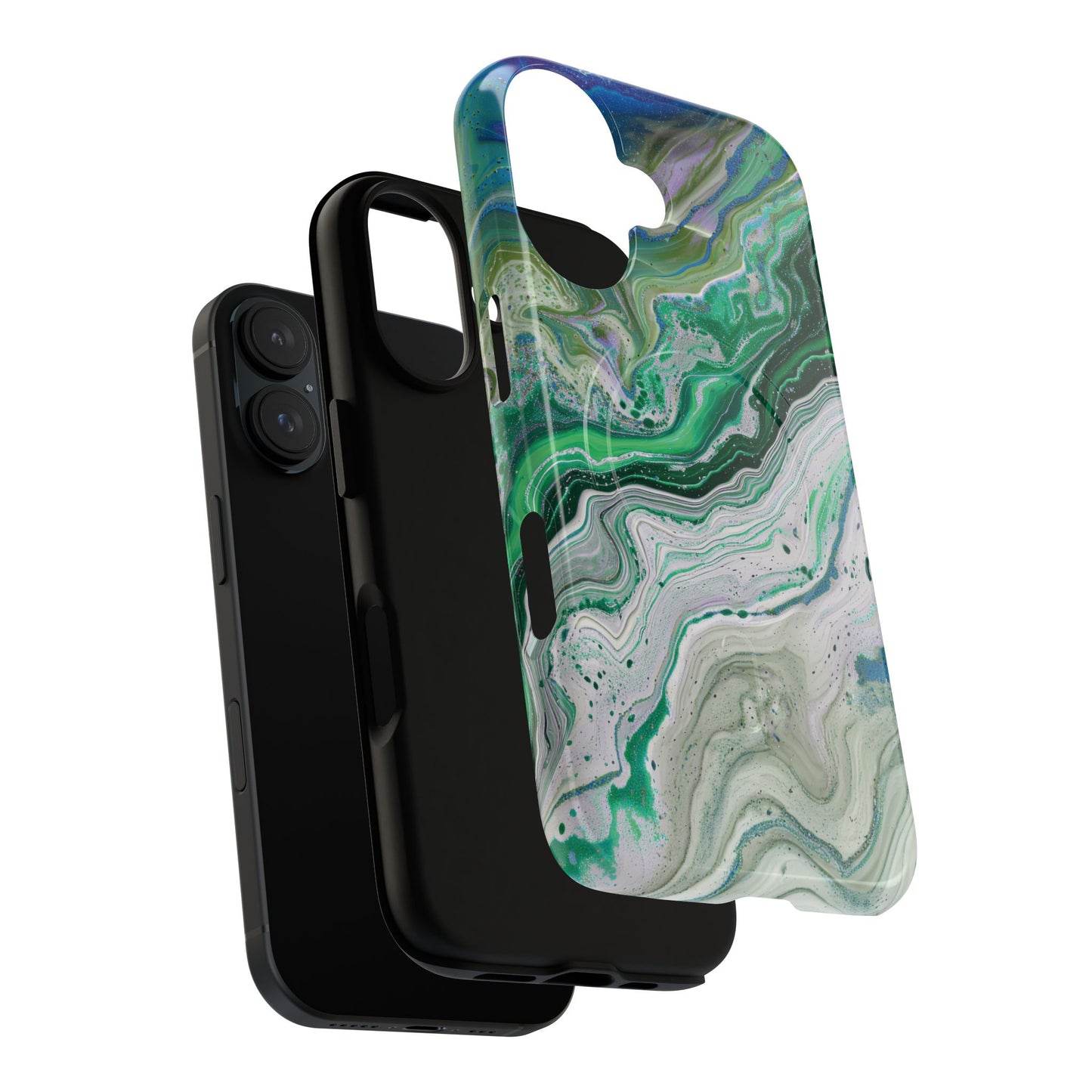 Marbled Tough iPhone Case, Magnetic Protector, Stylish Tech Accessory, Durable iPhone Cover, Unique Gift Idea