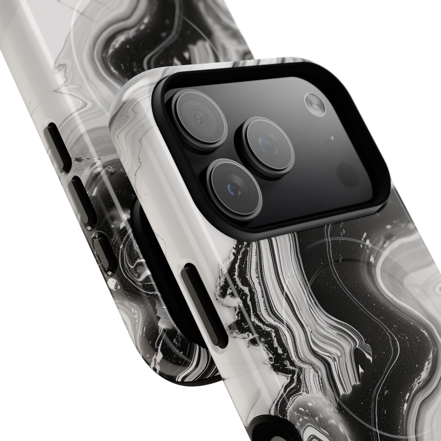 Black Marble Magnetic iPhone Case for Tough Protection, Stylish iPhone Mobile Accessory, Fashionable Gift, Unique Marble iPhone Design, Durable Smartphone Cover