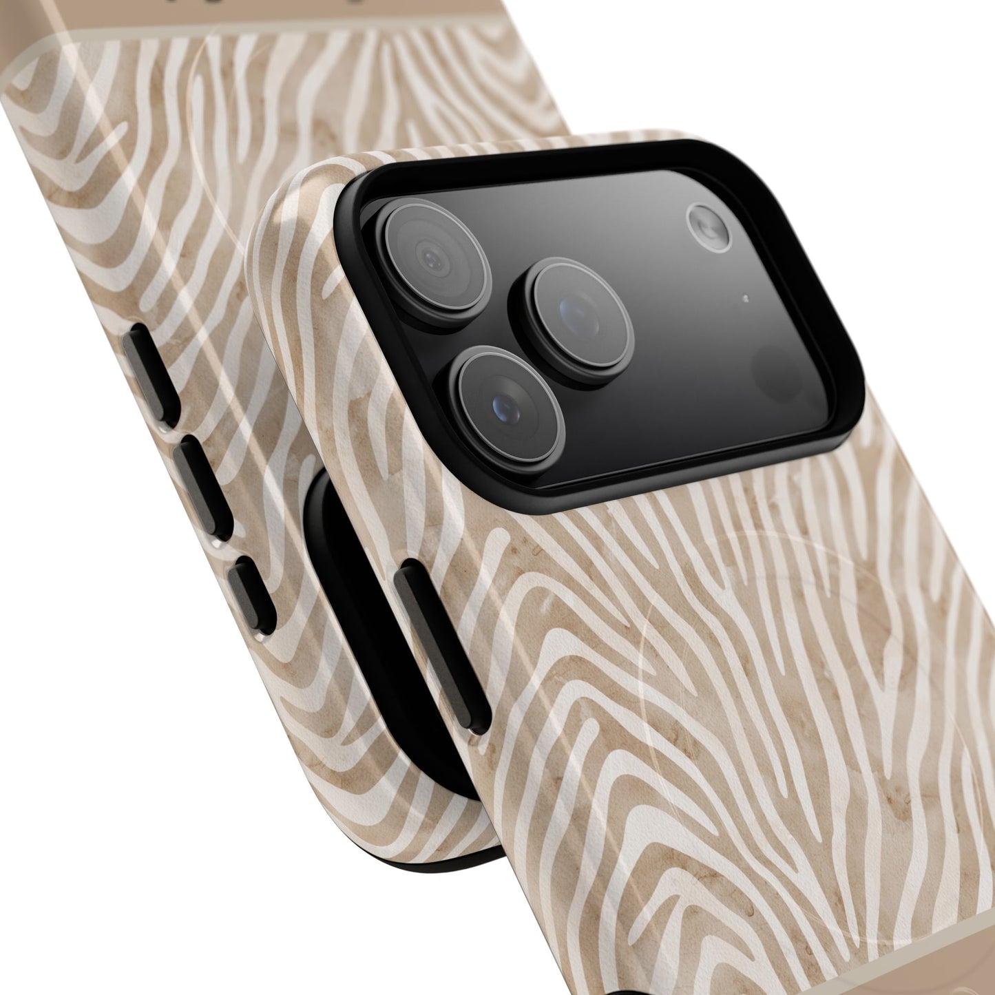 Personalized Zebra Animal Print Cover, Tough Magnetic MagSafe® iPhone® 13, 14, 15, 16, 17, Pro, Pro Max, Plus Cases (Custom Name).