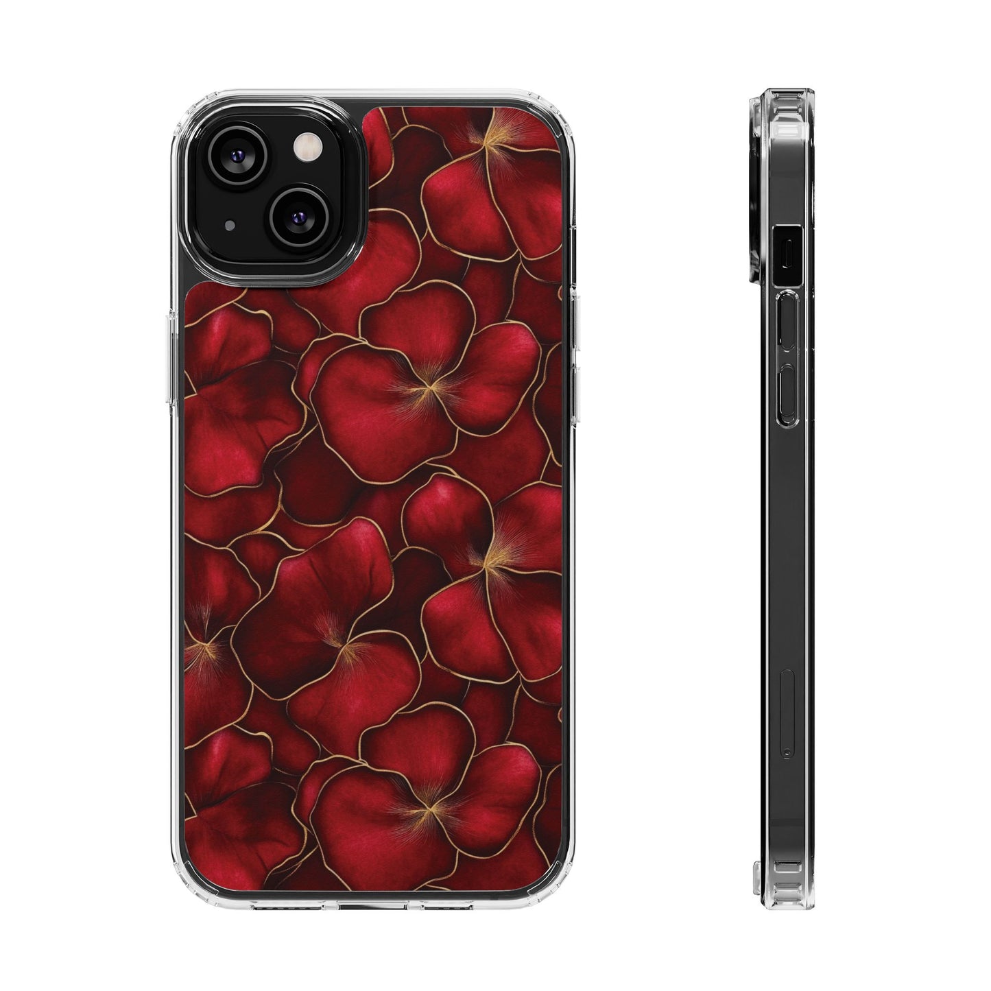 Velvet Petal Noir Floral Petal Clear Impact-Resistant iPhone and Samsung Case.