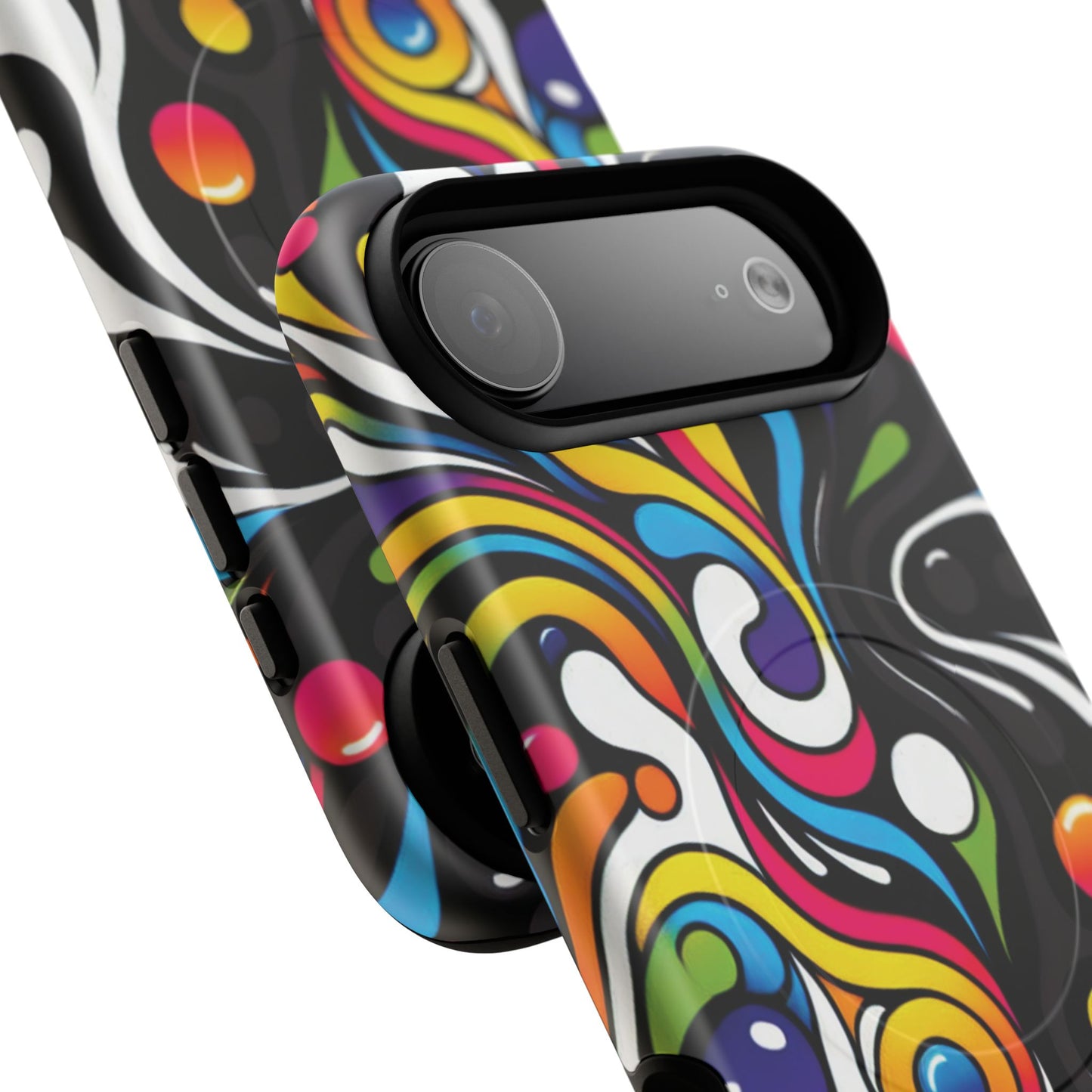 Vibrant Yin Yang Pop Splash Tough Magnetic iPhone Cases, Bold Artwork, Customizable Protection, Gift for Tech Lovers, Colorful iPhone Accessories