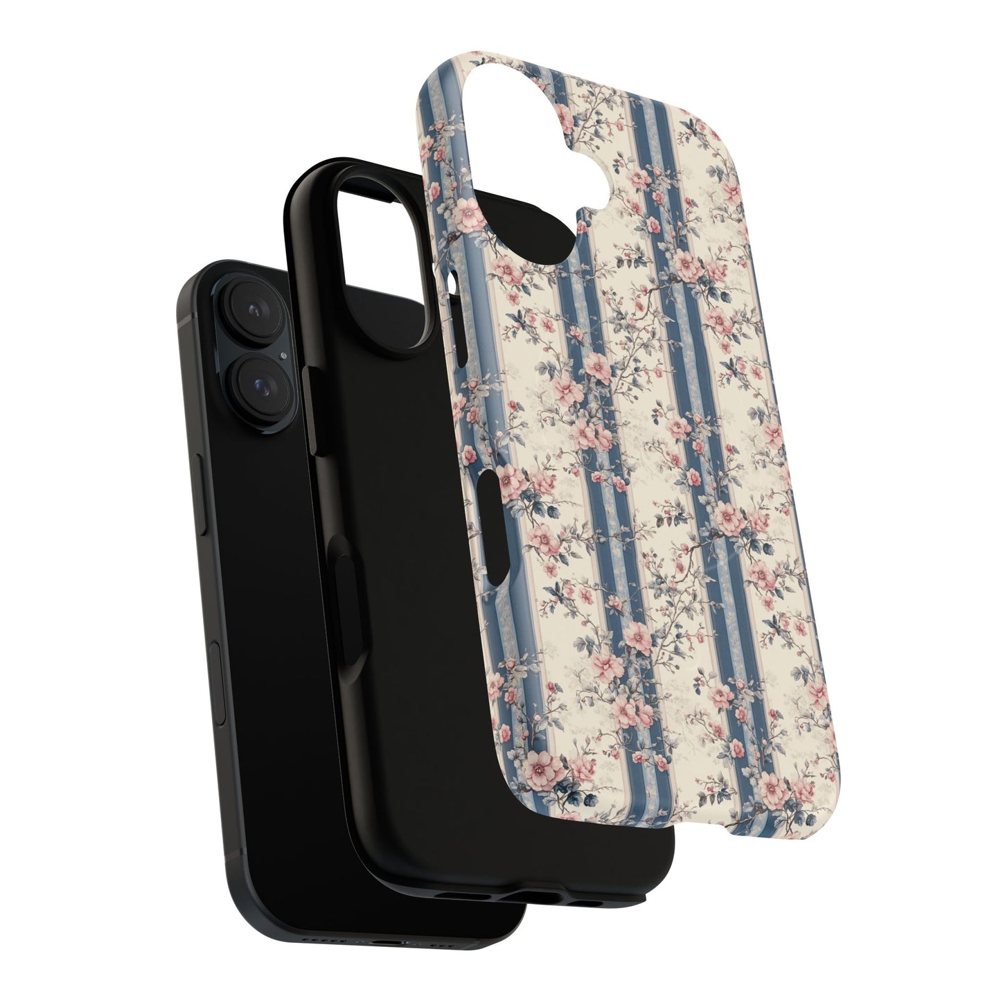 Victorian Rose Stripe iPhone Case, Tough Magnetic Cases for Stylish Protection, Flower Pattern iPhone Cover, Trendy Gift Idea for Her