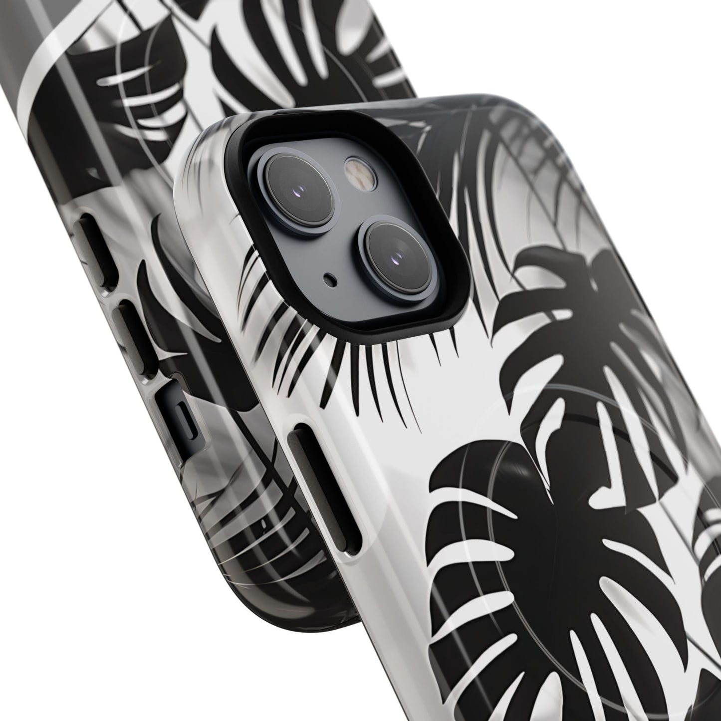 Personalized Monochrome Monstera Tropical Phone Case - Tough Magnetic MagSafe® Cases, Gifts for Nature Lovers, Stylish Phone Accessories, Gifts for Her.