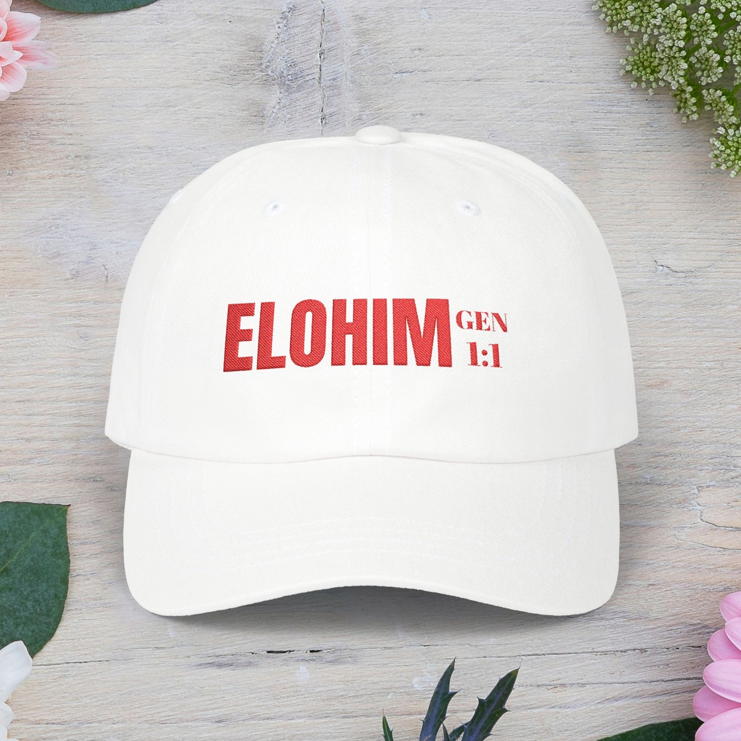 Classic Embroidery Dad Cap with 'ELOHIM, GENESIS 1:1' - Faith-Based Hat, Casual Wear, Gift for Dad, Christian Accessory, Summer Fashion