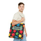 All-Over Apple Print Personalized Tote Bag — Durable Everyday Carry (3 Sizes, 5 Handle Colors)