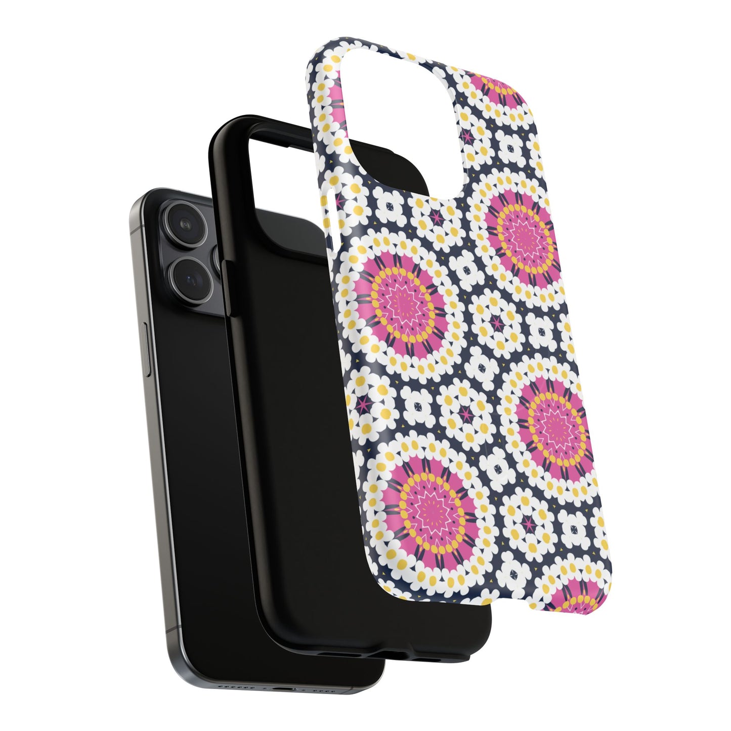 Petal Prism Pop Tough Magnetic iPhone Case, Tough Protection, Unique Design, Gift for Her, iPhone Accessories, Boho Style, Floral MagSafe Accessory.