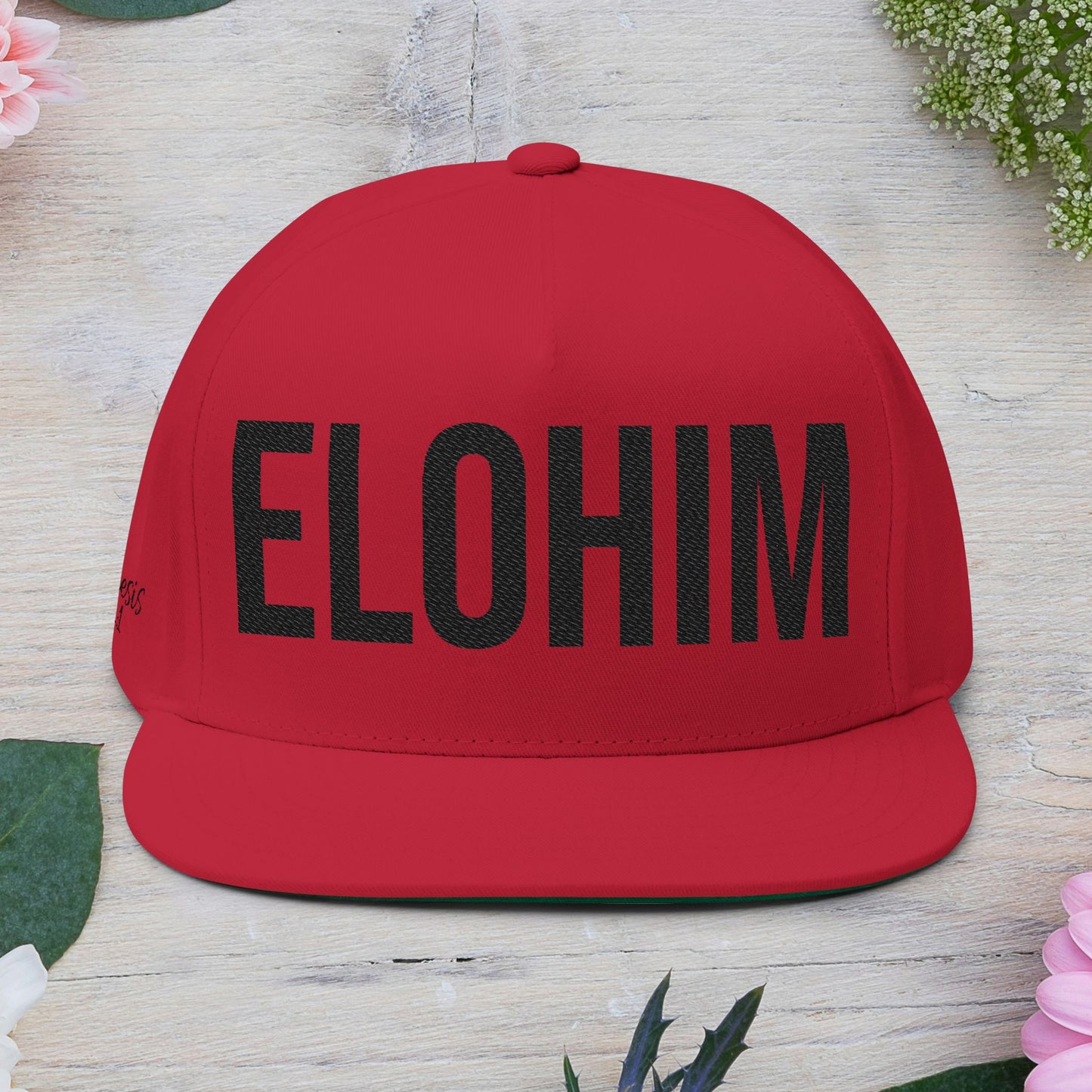 Stylish Flat Bill Cap with ELOHIM GENESIS 1:1 Embroidery - Perfect for Christian Occasion, Trendy Hat for Men and Women, Gift for Graduations, Summer Cap.