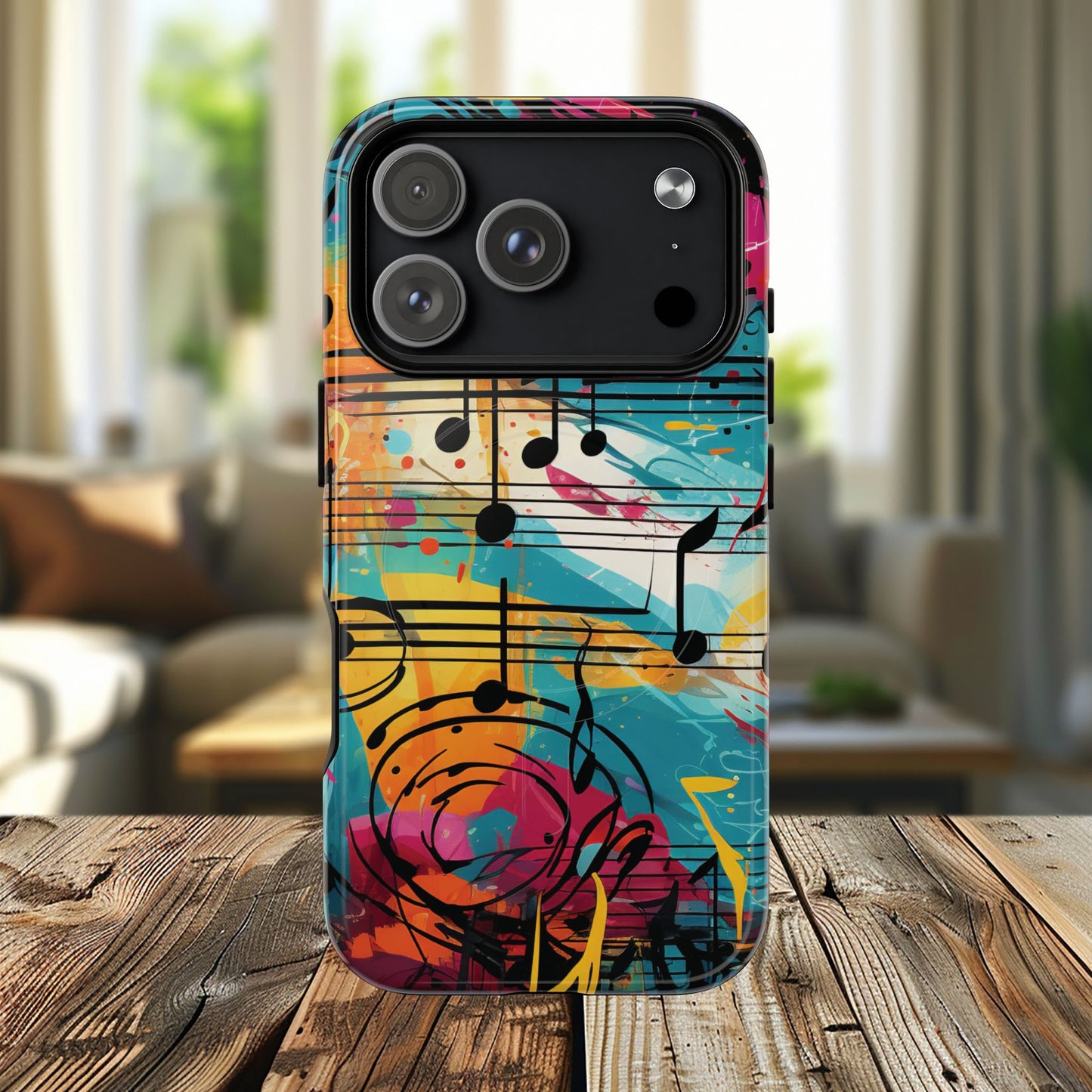 Vibrant Music Note Phone Case, Tough Magnetic Case, Music Lover Gift, Colorful Phone Accessory, Customizable Phone Cover, Unique Gift Idea