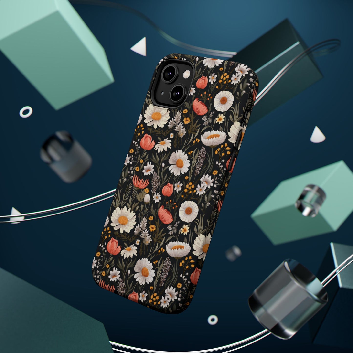 Blossom Elegance: Noir Garden Magnetic Tough iPhone Cases