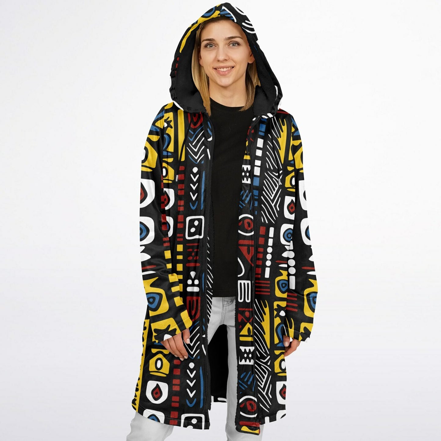 Geometric Harmony Unisex Zipper Cloak - AOP
