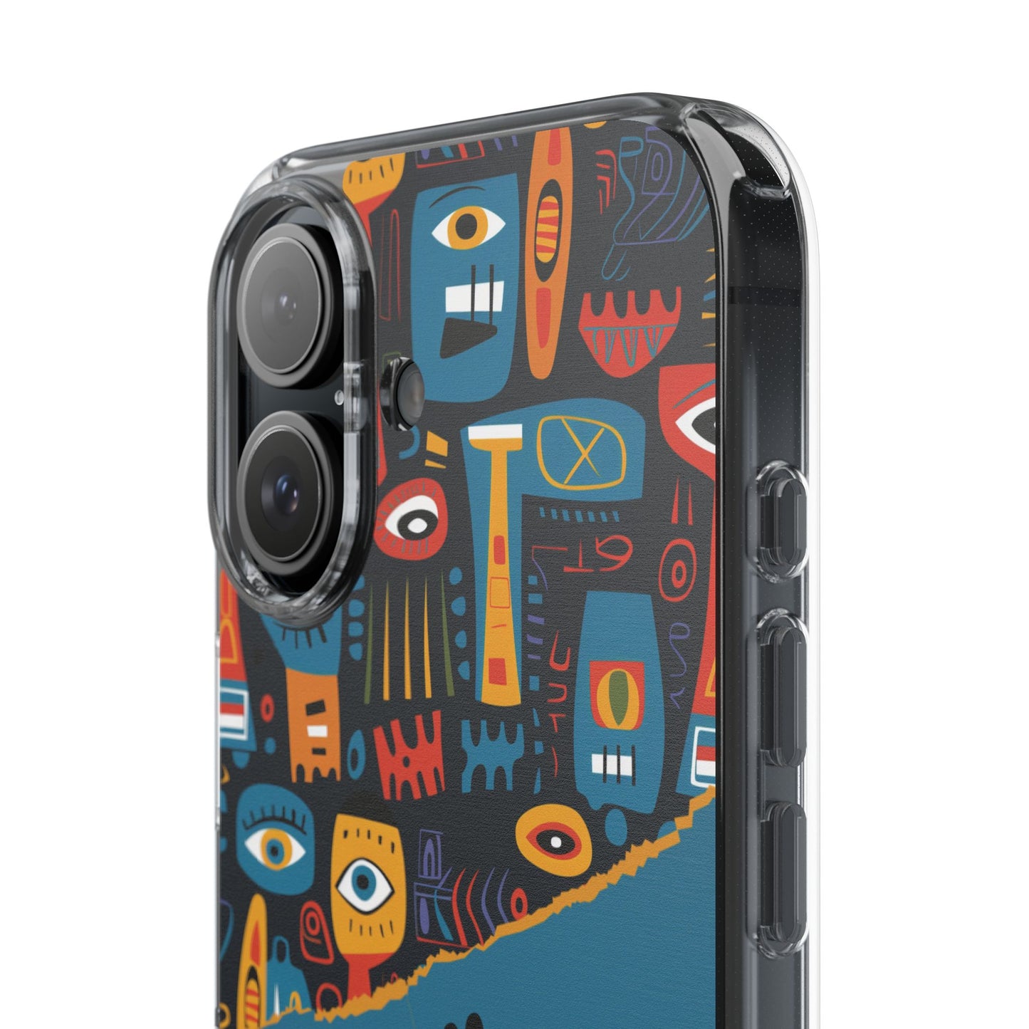 Phone Case — Colorful Abstract Faces Clear Impact-Resistant Case