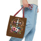 Faith and Floral Cross Heart Tote Bag