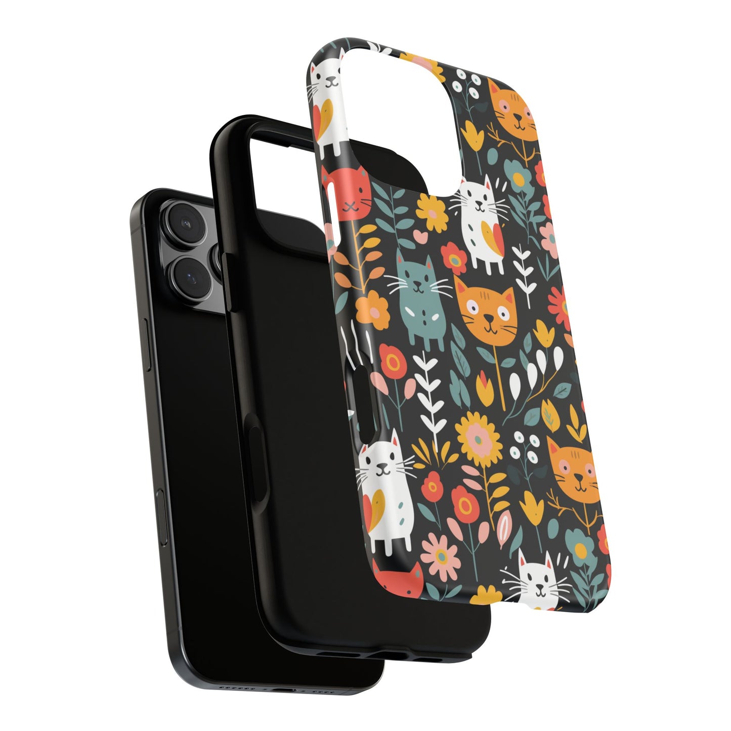 Whimsical Feline Garden iPhone, Samsung or Google Pixel Tough Cases