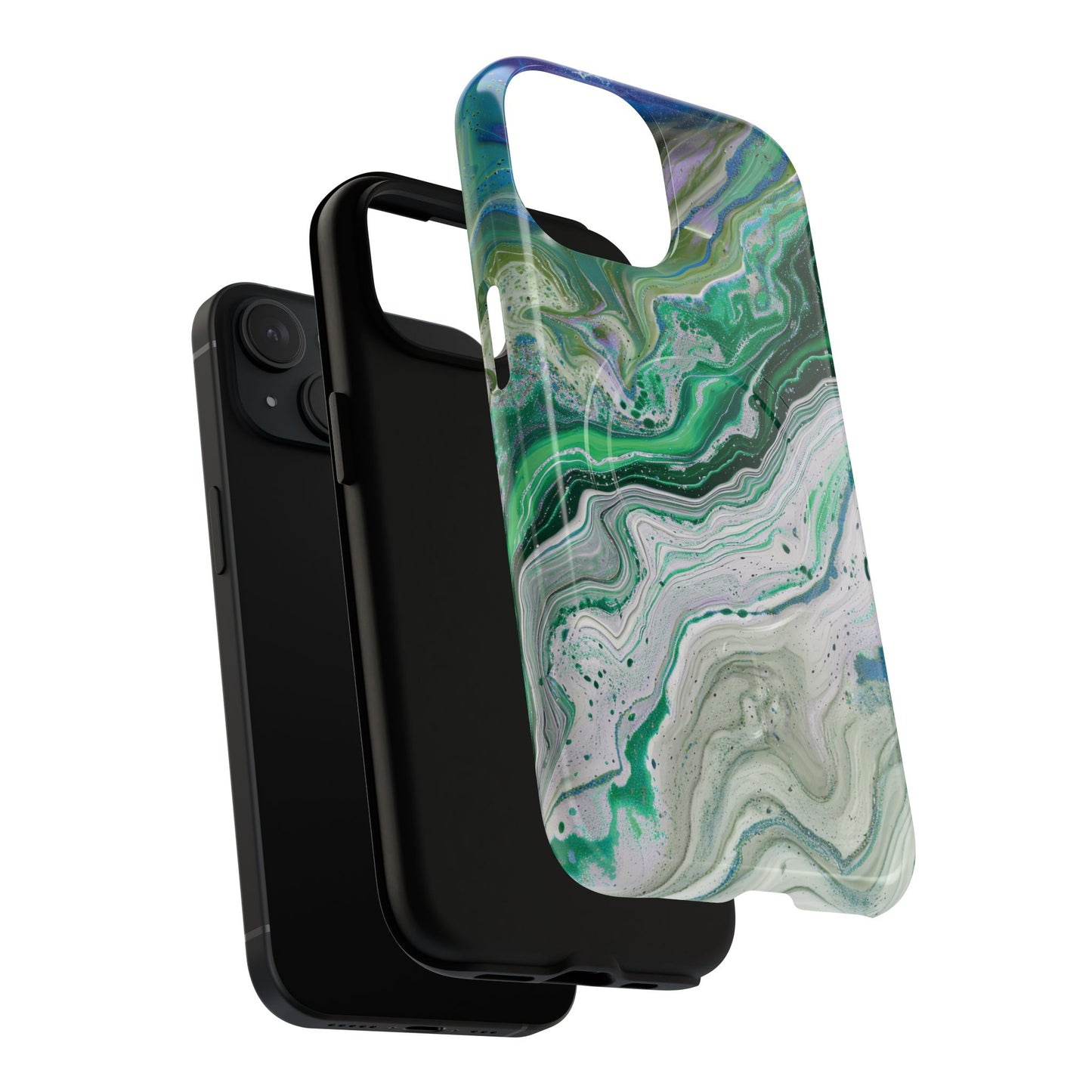 Marbled Tough iPhone Case, Magnetic Protector, Stylish Tech Accessory, Durable iPhone Cover, Unique Gift Idea