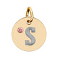 Engraved Birthstone Circle Charm — Personalized Initial Pendant.