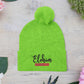 Pom-Pom Knit Cap with 'ELOHIM, GENESIS 1:1'  Embroidery Beanie - Stylish Winter Accessory for All Ages, Perfect Gift for Birthdays, Holidays, and Outdoor Activities