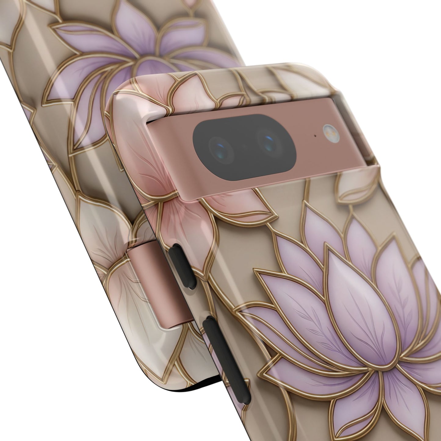 Personalized Lotus Floral Stained Glass Effect Tough Phone Case