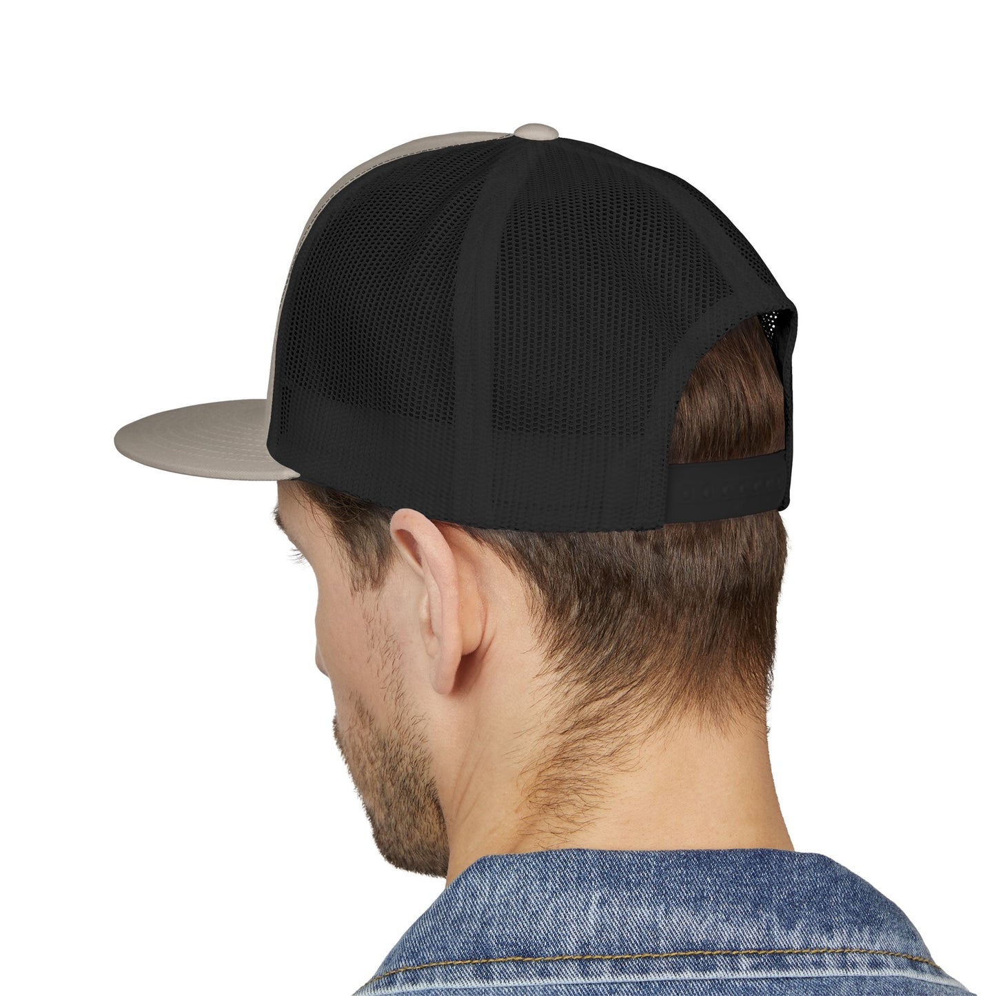 Navy 'ELOHIM, GENESIS 1:1'  Embroidered 5 Panel Trucker Cap | Casual Style Hat, Adjustable, Unisex, Perfect Gift for Outdoors, Festivals, Daily Wear