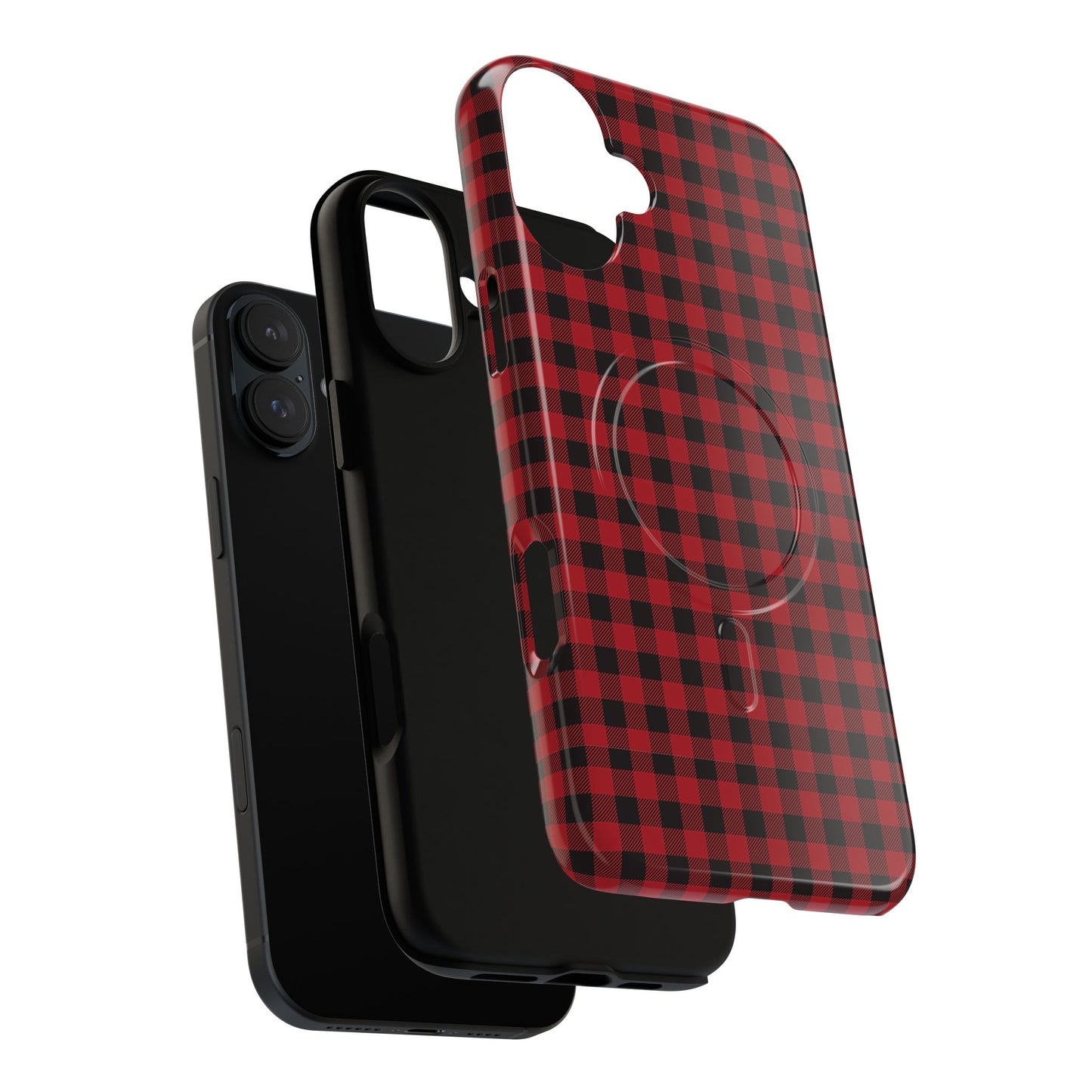 Tough Magnetic Phone Case - Red Plaid, Durable, Stylish Protection for iPhones, Gift for Outdoor Lovers, Unique Phone Cover
