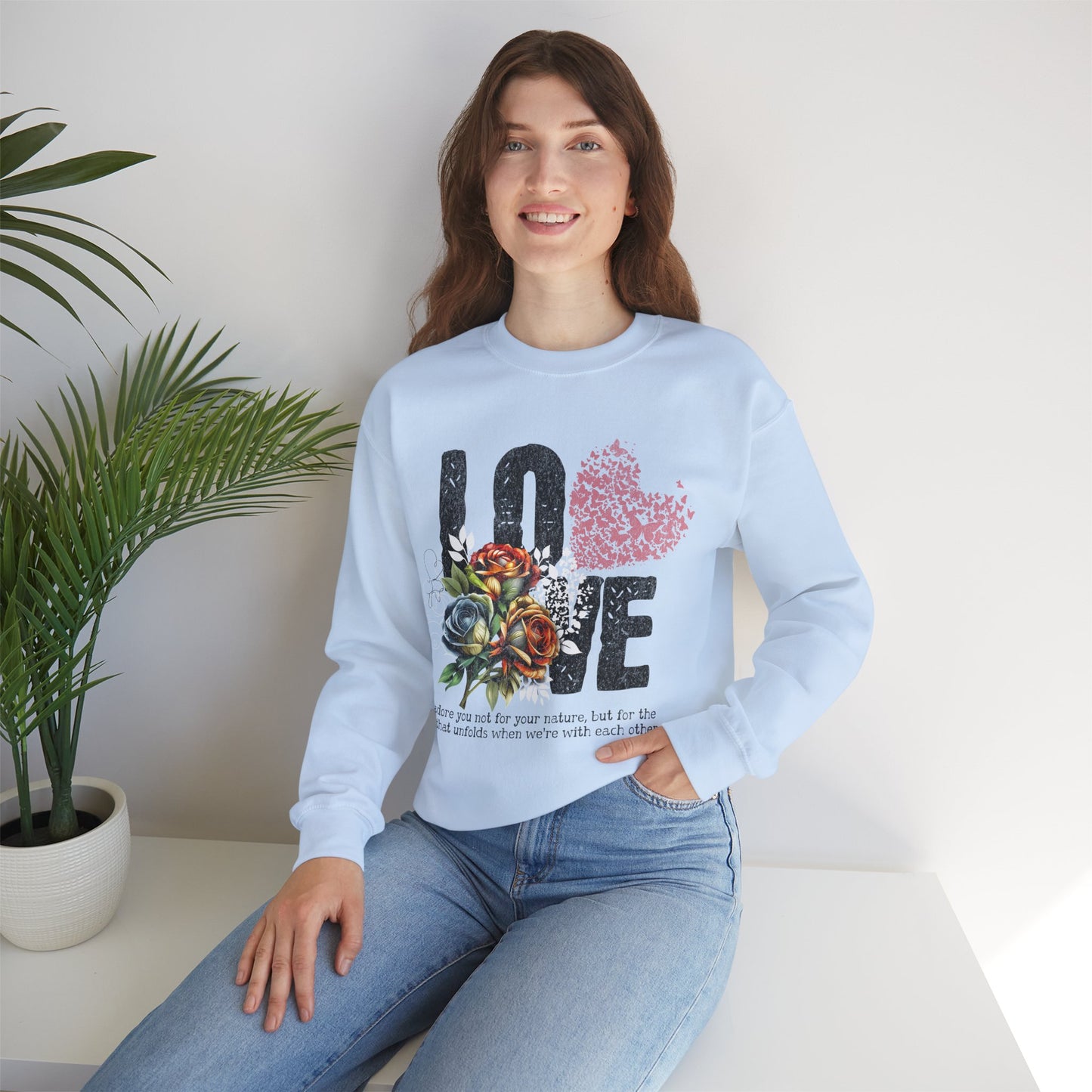 Love Always Gildan Crewneck Sweatshirt - Floral Design for Couples