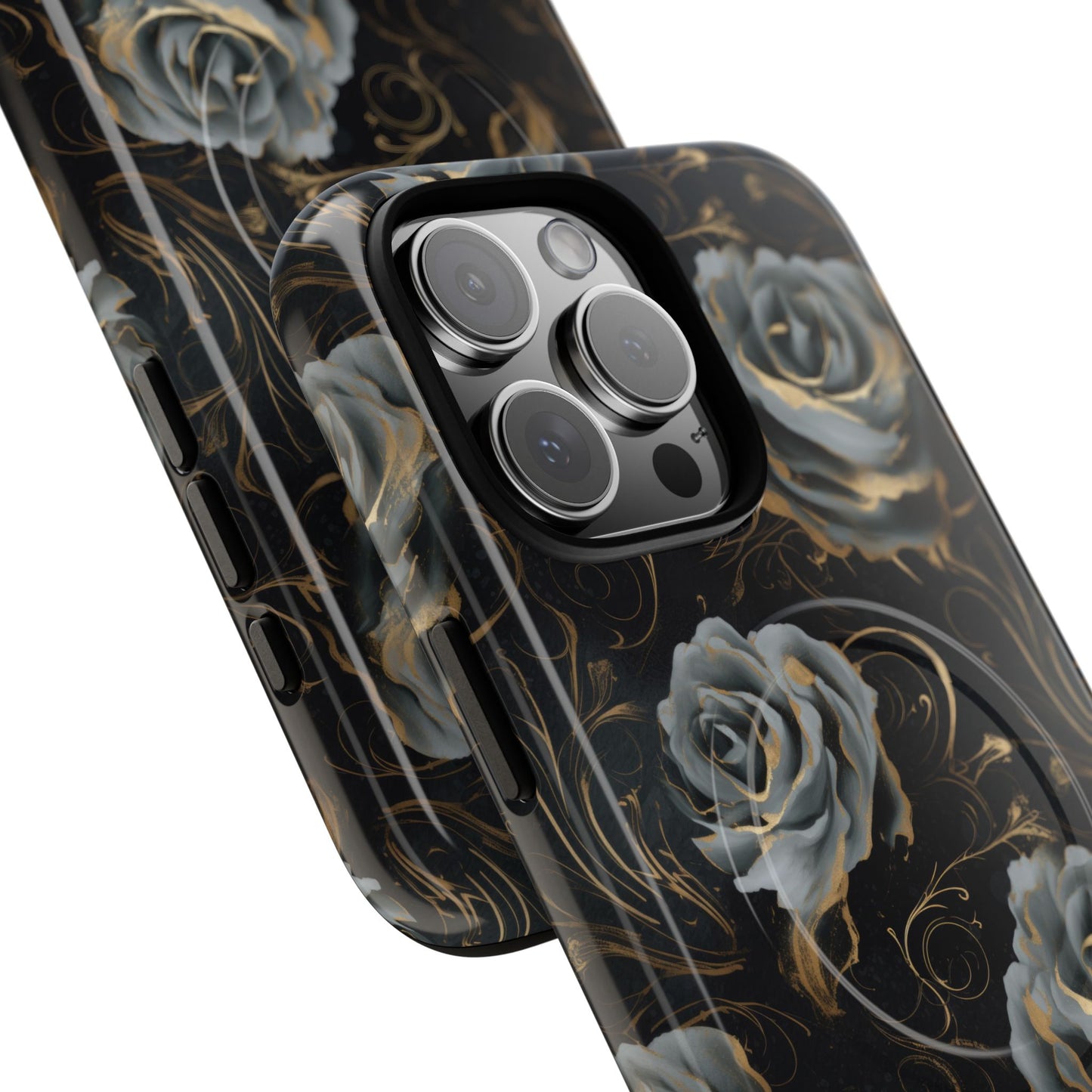 Midnight Bloom Tough iPhone Magnetic Cases,  iPhone 14, iPhone 15, iPhone 16, Pro, Pro Max, Plus MagSafe Case, Protective Tech Accessories, Gift for Her, Floral Design