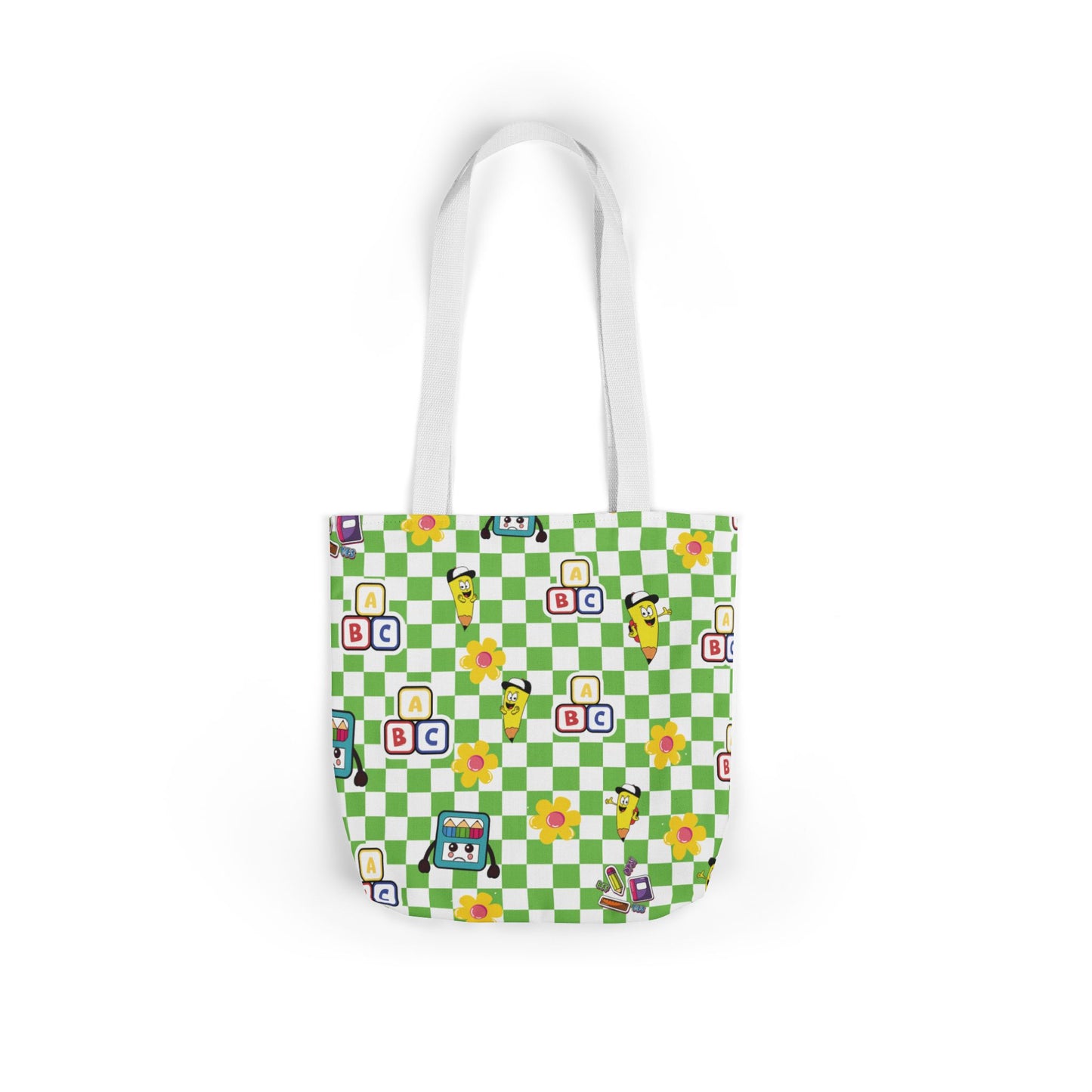 Personalized Green Schoolyard Chic Composition Book Inspired Canvas Tote Bag with Colorful Straps, Cute School Bag, Eco-Friendly Tote, Back to School Shopping Bag, Teacher Gift Idea