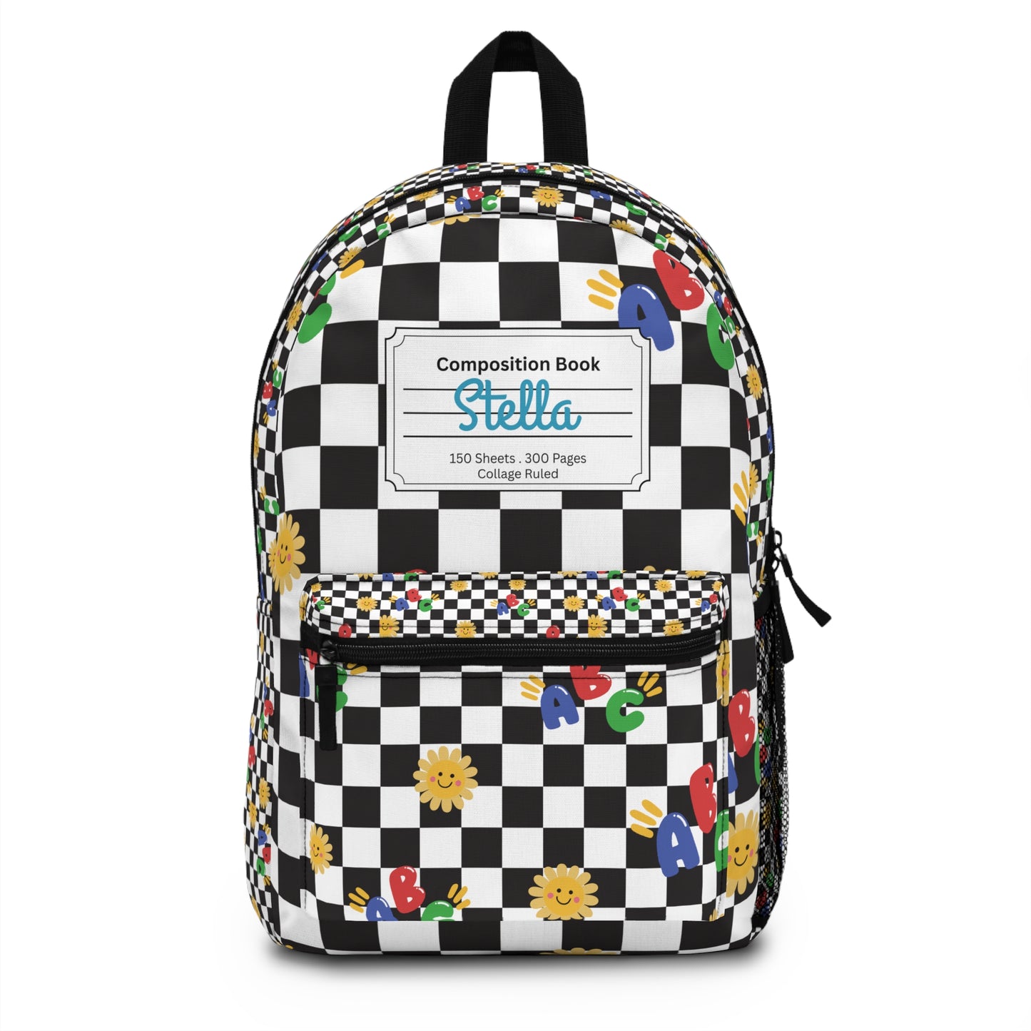 Personalized Schoolyard Chic Composition Book Inspired Backpack for Students, Fun School Bag, Back to School Essentials, Notebook Print Backpack, College Student Gift