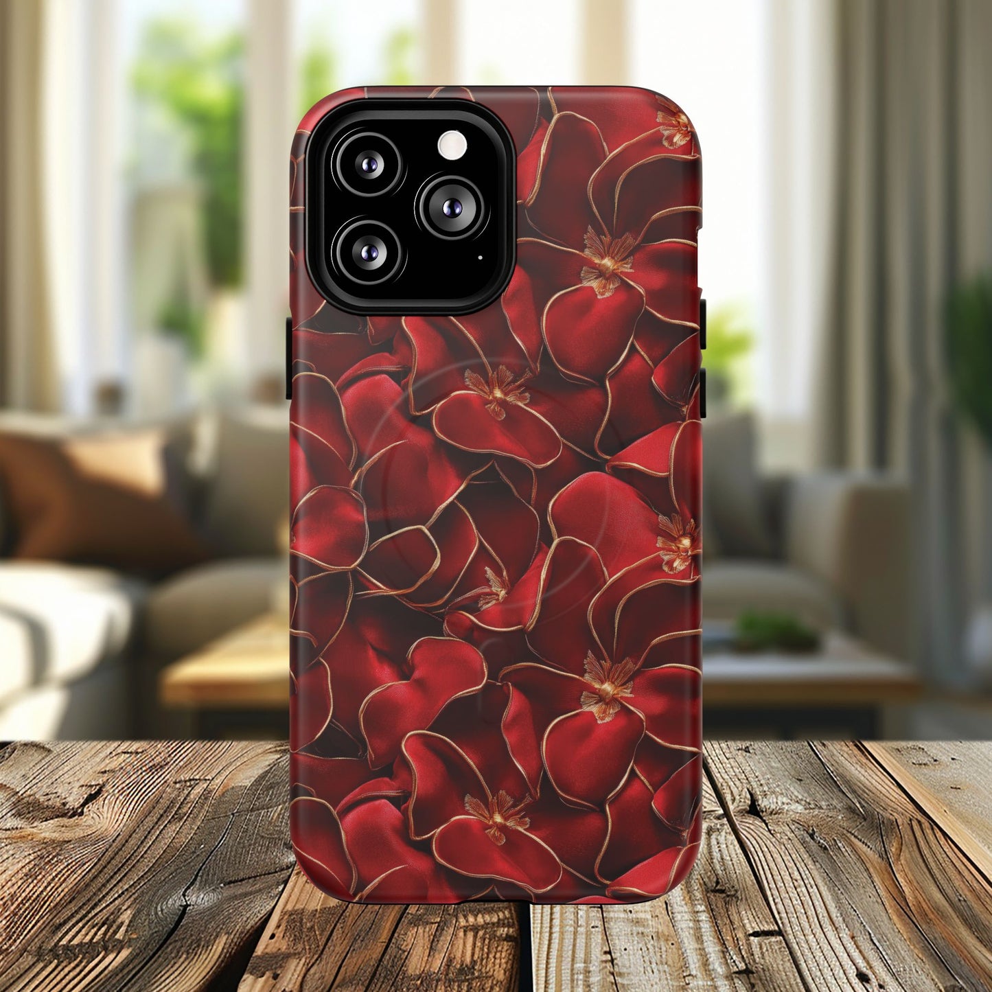 Crimson Bloom Tough iPhone Magnetic Case, Protective iPhone Case, Stylish iPhone Cover, Gift for Her, Mother's and Birthday Gifts, Unique Floral Accessories