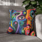 Psychedelic Visions Vibrant Abstract Art Pillowcase - Colorful Decorative Faux Suede Cushion Cover