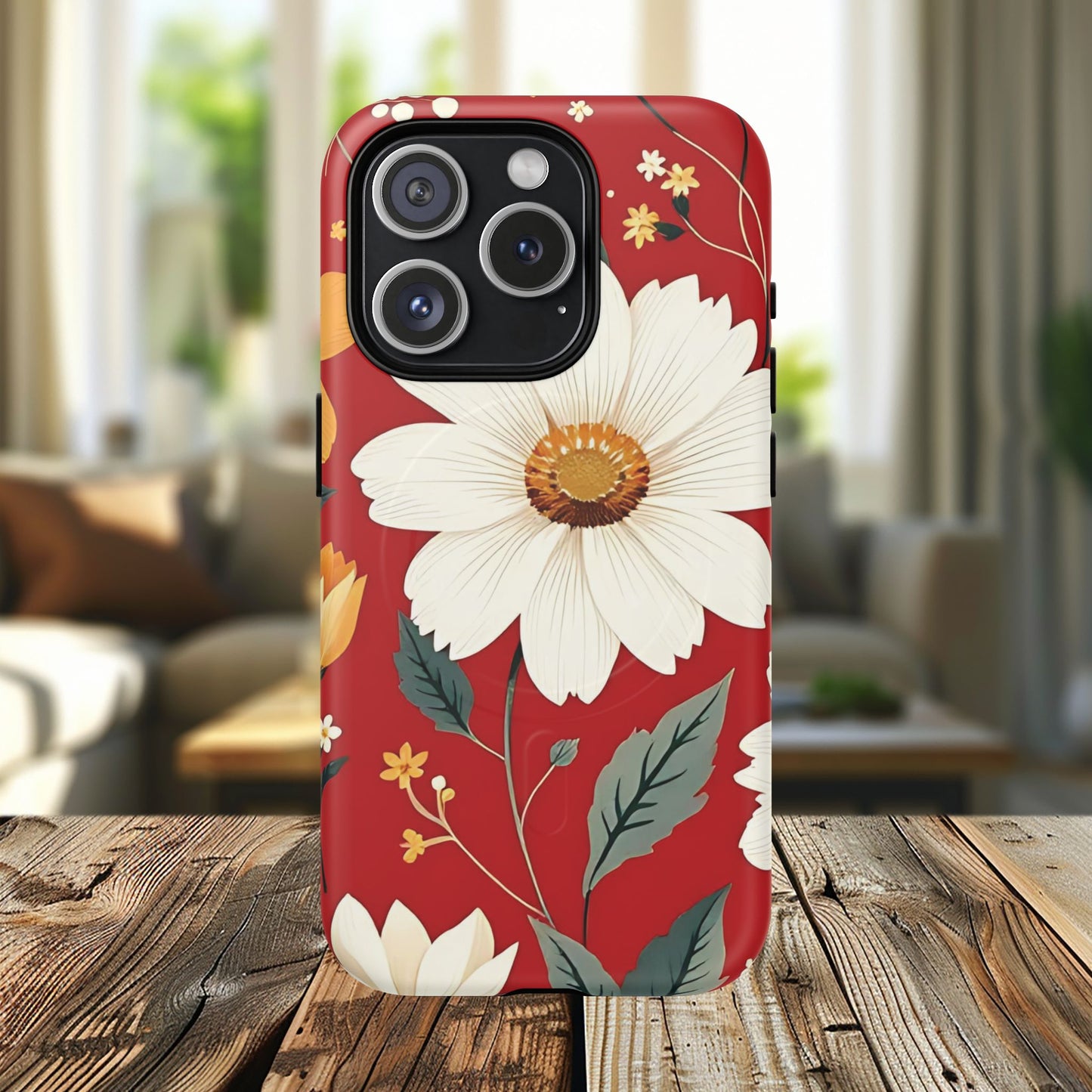 Floral Fusion Tough Magnetic Phone Case | Flower Design, Durable Protective Cover, Gift for Her, Spring Style, Unique Phone Accessory.