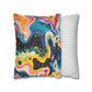 Psychedelic Visions Vibrant Abstract Art Pillowcase - Colorful Decorative Faux Suede Cushion Cover