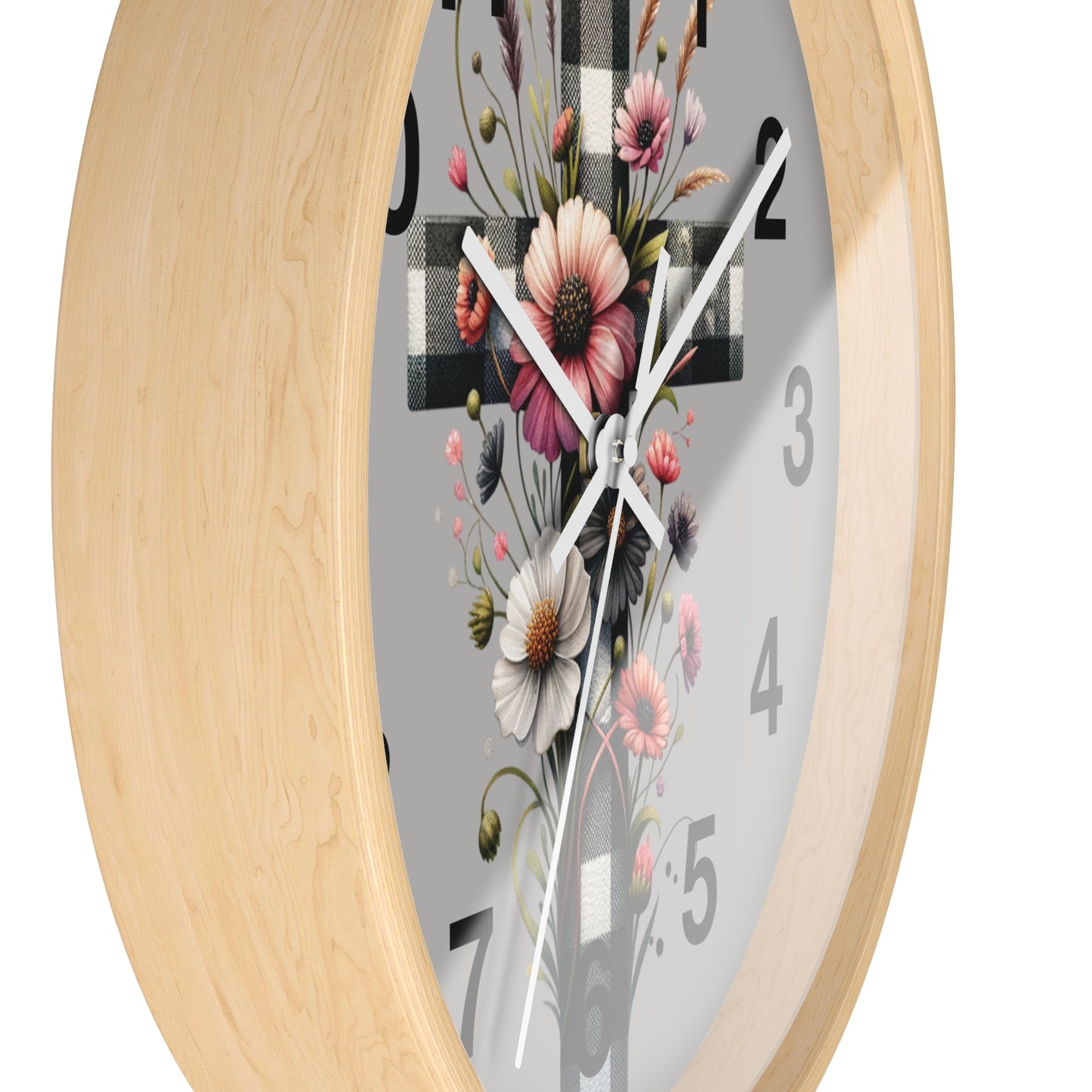 Floral Cross Wall Clock - Elegant Decor for Faith & Home