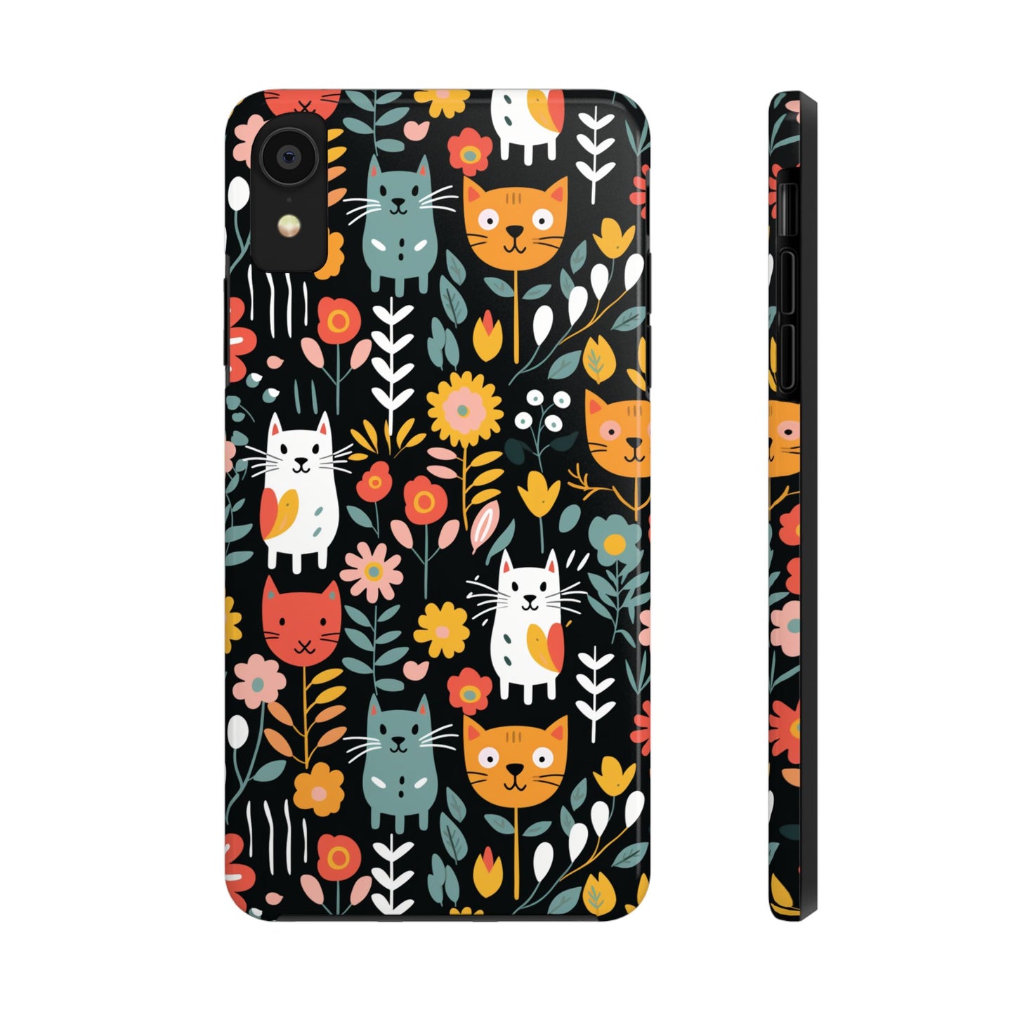 Whimsical Feline Garden iPhone and Samsung Tough Phone Cases