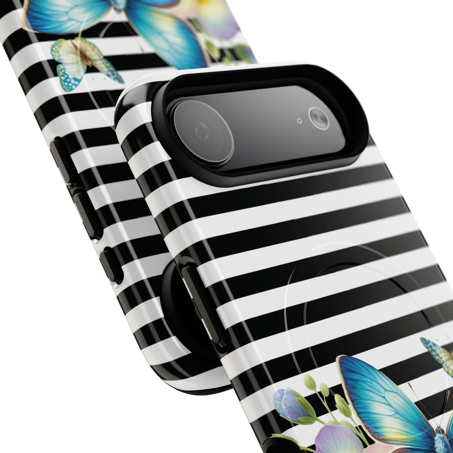 Pansy Parade Tough iPhone Magnetic Cases, Floral Tough Case, Striped iPhone Magnetic Cover, Phone Accessory, Gift for Nature Lovers