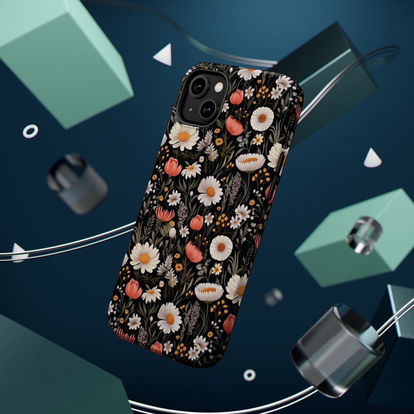 Blossom Elegance: Noir Garden Magnetic Tough iPhone Cases