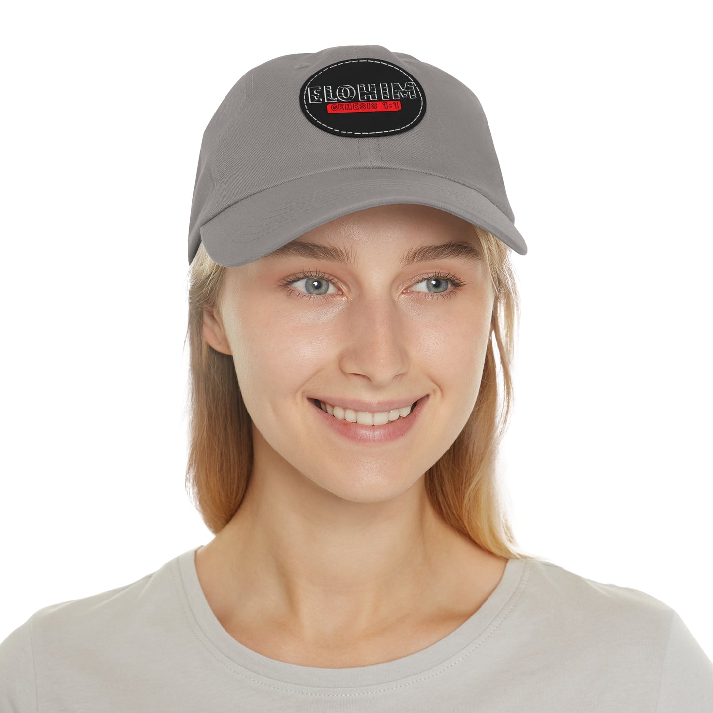 'ELOHIM, GENESIS 1:1- Stylish Dad Hat with Leather Patch | a Unisex Gift, Casual Wear, Summer Accessory, Unique Outdoor Cap, Adjustable Sun Hat, Christian Gift