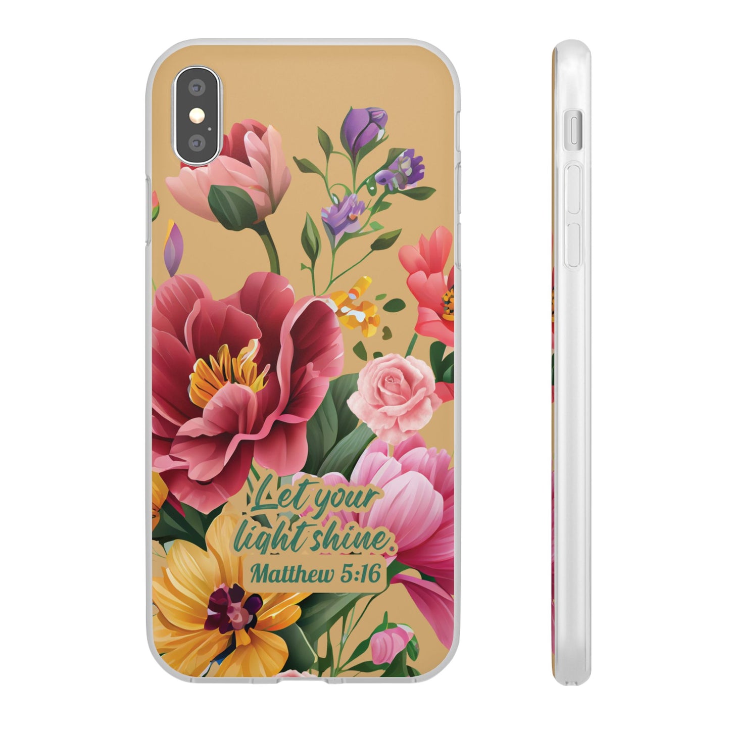 Floral Scripture Phone Case — "Let Your Light Shine" (Matthew 5:16) for iPhone and Samsung Cases.