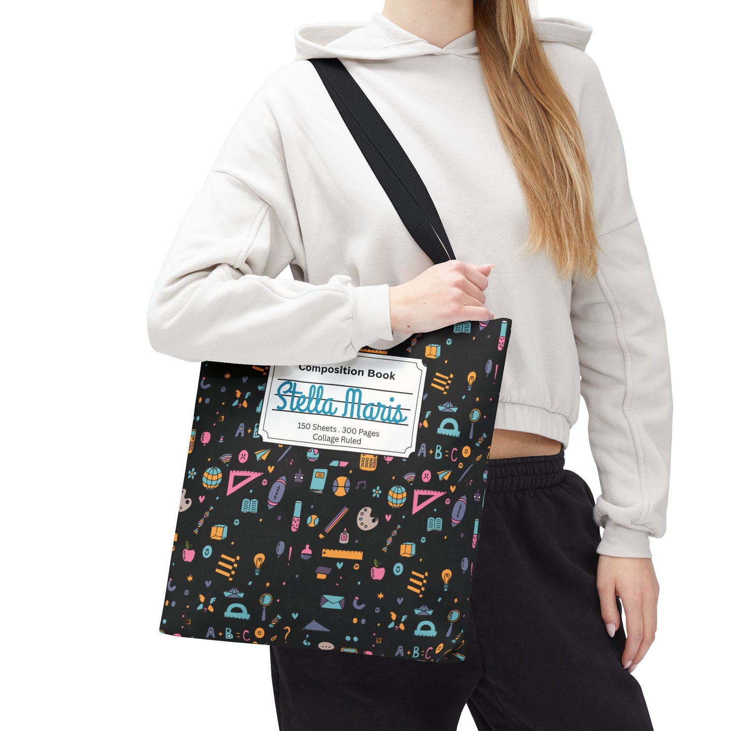 Personalized Chalkboard Chic Composition Book Inspired Tote Bag, Back to School Tote, Teacher Gift, Kids Bag, Custom Name Bag, Educational Accessories, Back to School Tote Bag.