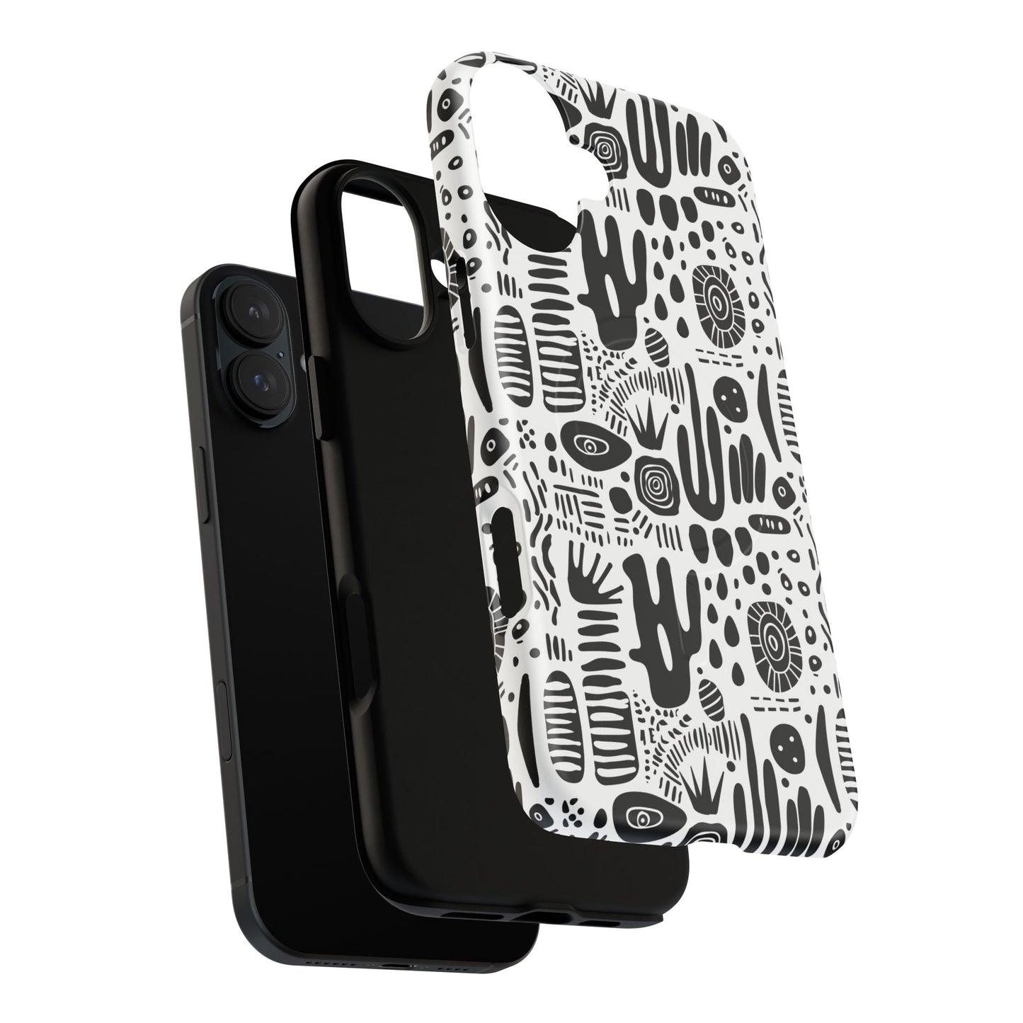 Abstract Monochrome Tough Magnetic iPhone Cases, Stylish Phone Cover, Durable Phone Protector, Modern Tech Accessories, Unique Gift Ideas