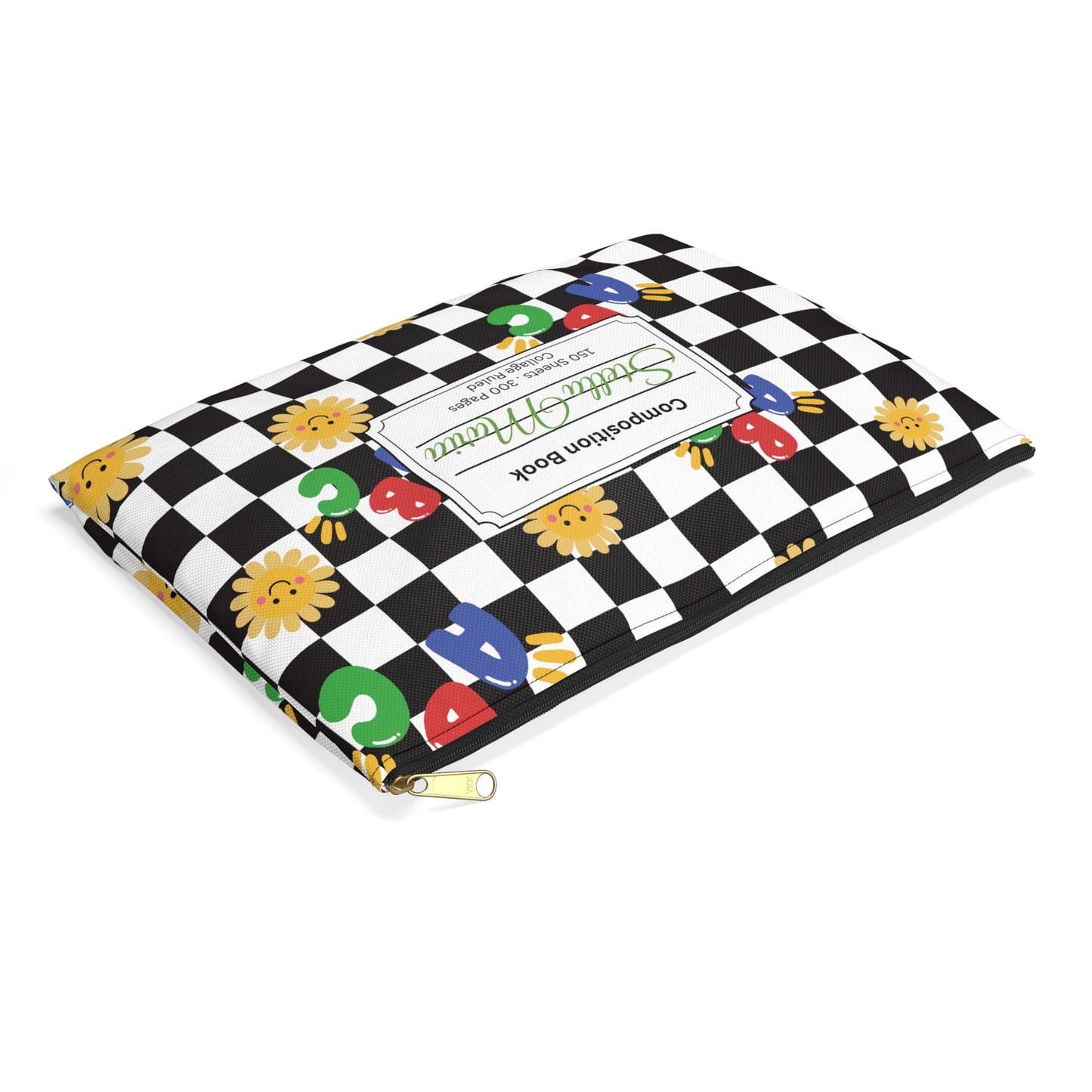 Personalized Schoolyard Chic Composition Book Inspired Accessory Pouch, Kids School Supplies, Classroom Organizer, Teacher Gift, Fun Stationery Case, Back to School