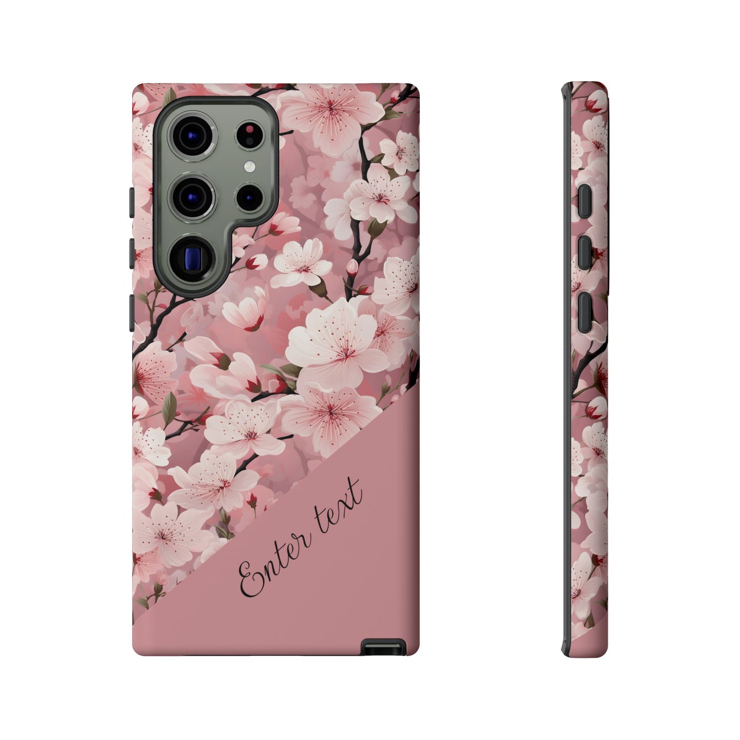 Personalized Cherry Blossom Tough Phone Case — Pink Floral Protective Case for Samsung & Google