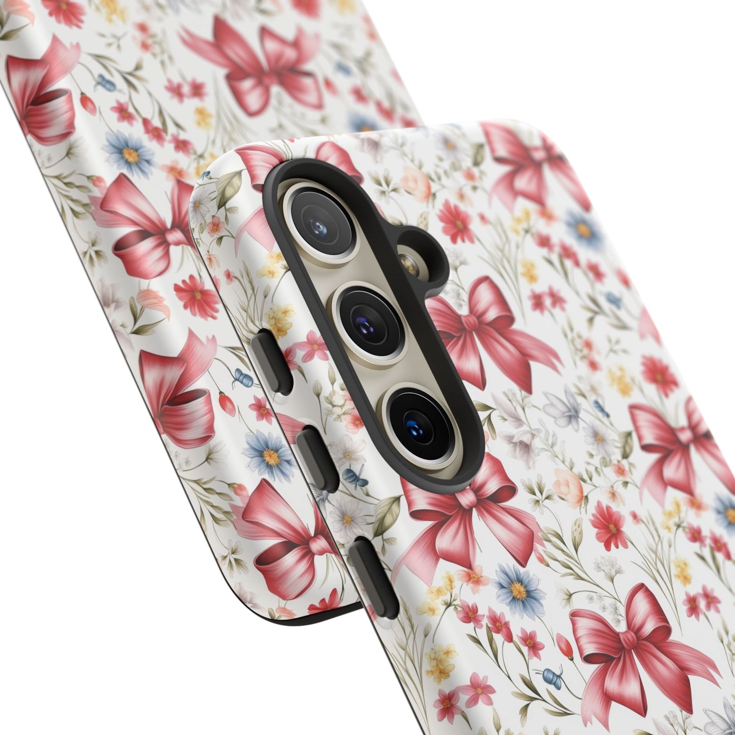 Personalized Rosette Coquette Phone Case - Custom Name/Message 'I Am Stronger Than The Storm' Floral Bow Protective Case