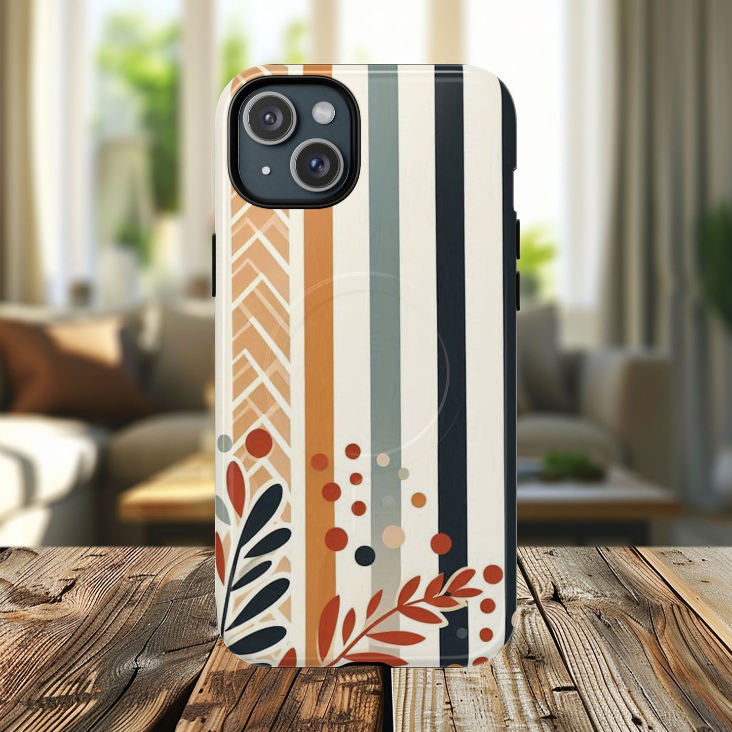 Terracotta Trails Tough Magnetic iPhone Cases for Everyday Use, Floral Patterned Stability Case, Gift for Her, Durable iPhone Accessory.