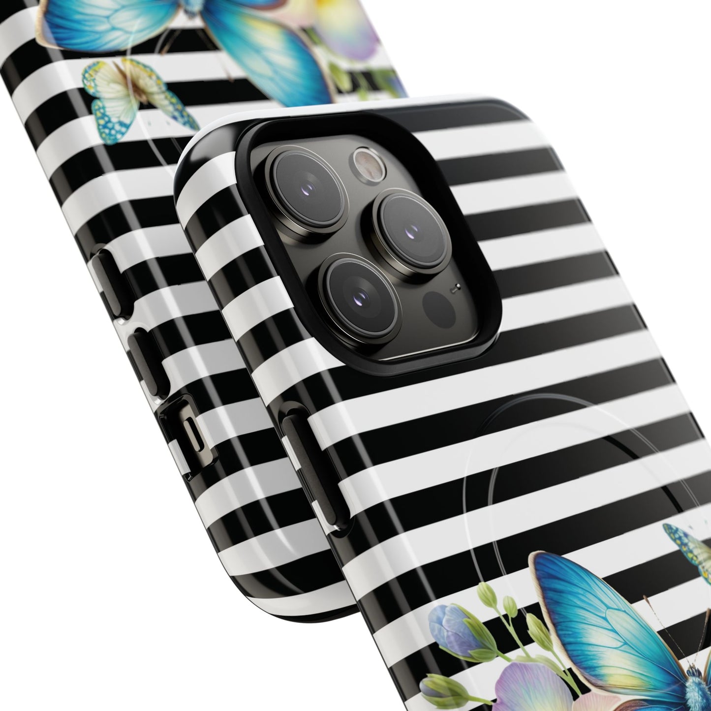 Pansy Parade Tough iPhone Magnetic Cases, Floral Tough Case, Striped iPhone Magnetic Cover, Phone Accessory, Gift for Nature Lovers