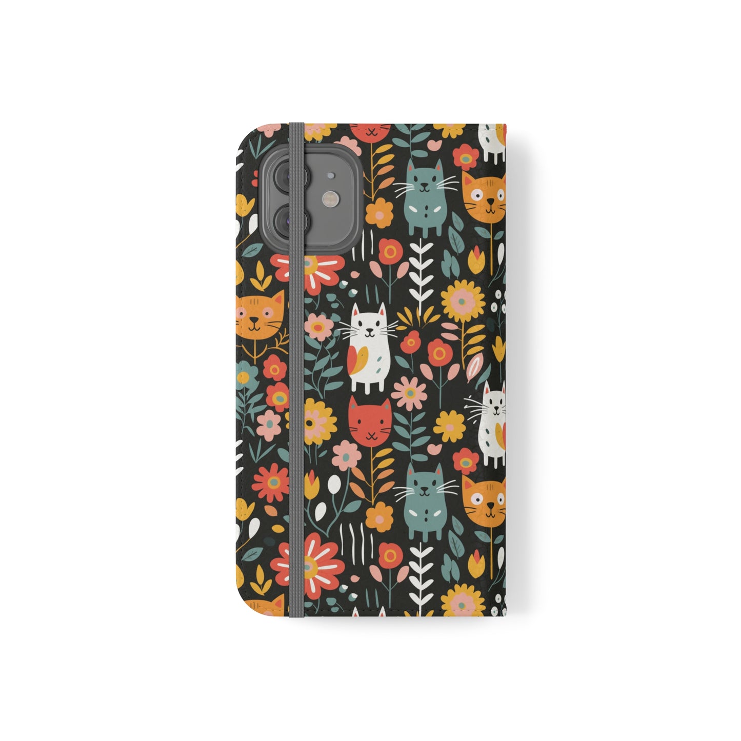 Whimsical Feline Garden iPhone and Samsung Flip Cases