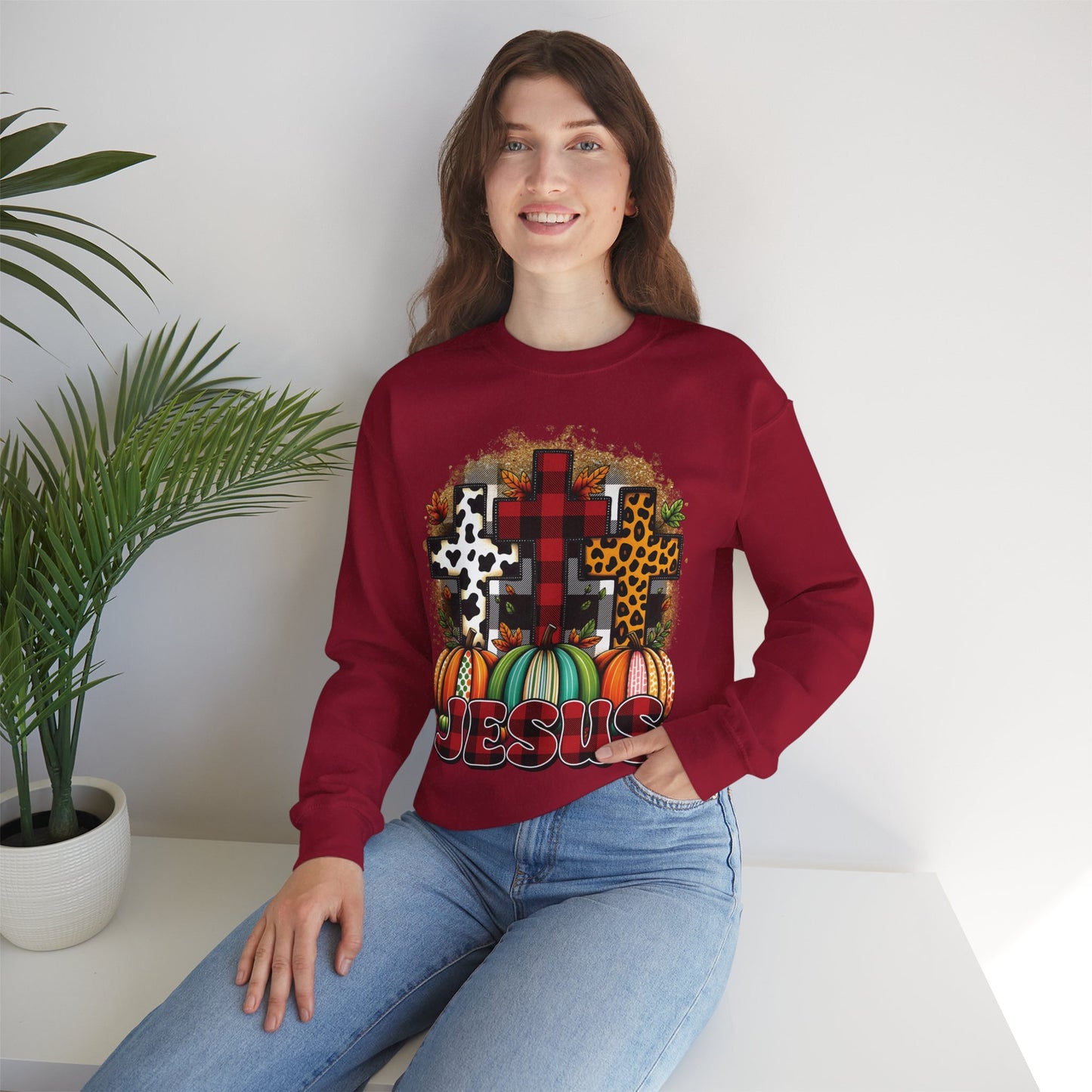 Faithful Harvest Cross Unisex Heavy Blend™ Crewneck Sweatshirt